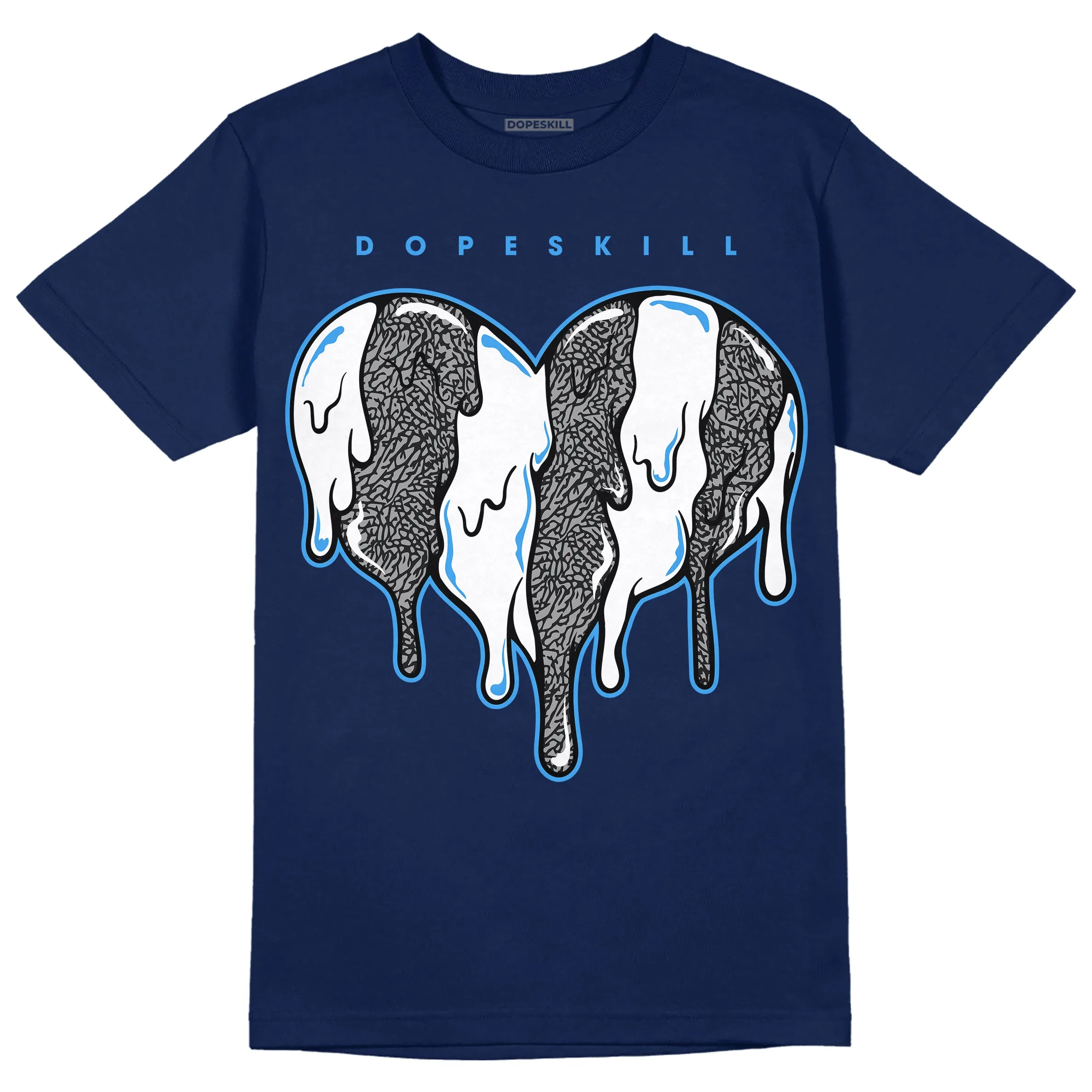 Midnight Navy 3s DopeSkill Navy T-shirt Slime Drip Heart Graphic sold by DopeSkill