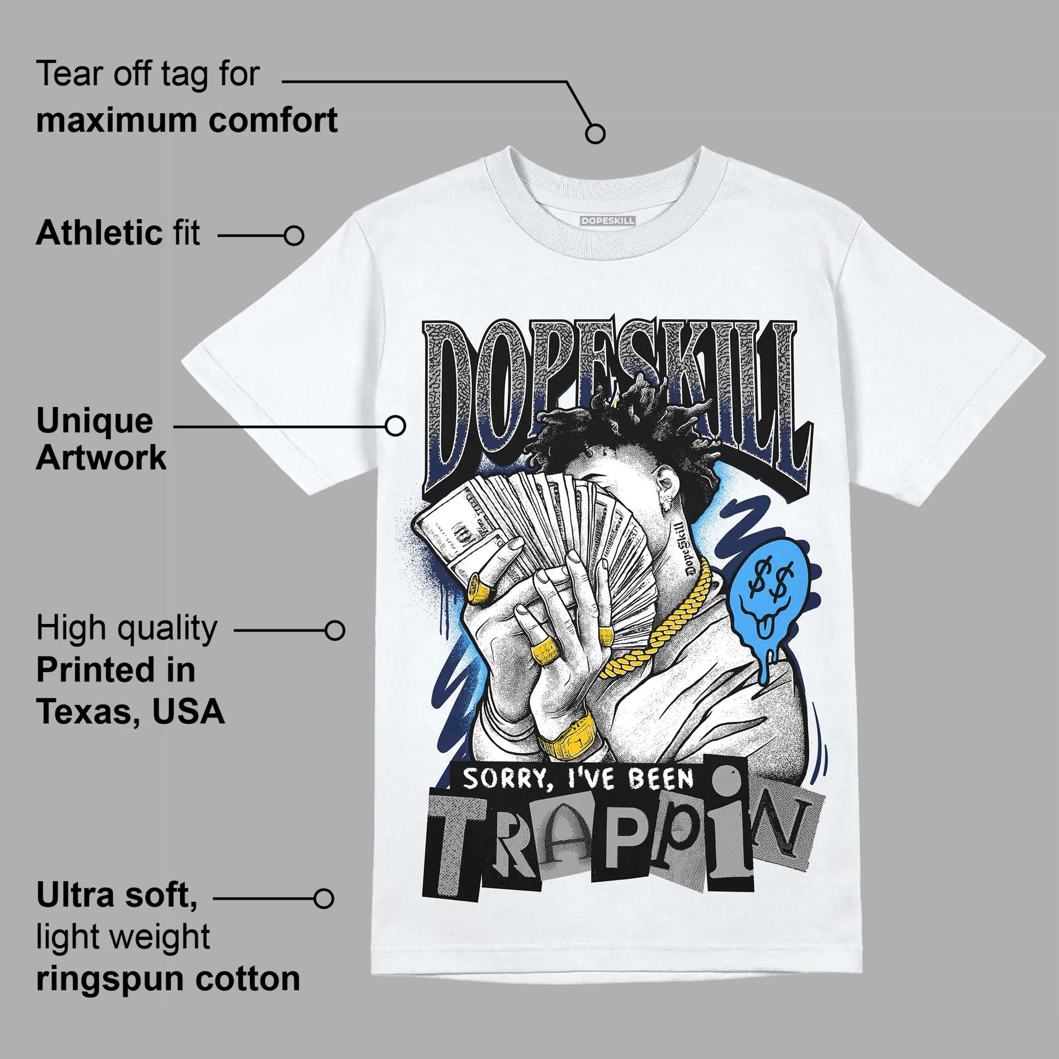 Midnight Navy 3s DopeSkill T-Shirt Sorry I've Been Trappin Graphic sold by DopeSkill product image thumbnail 3
