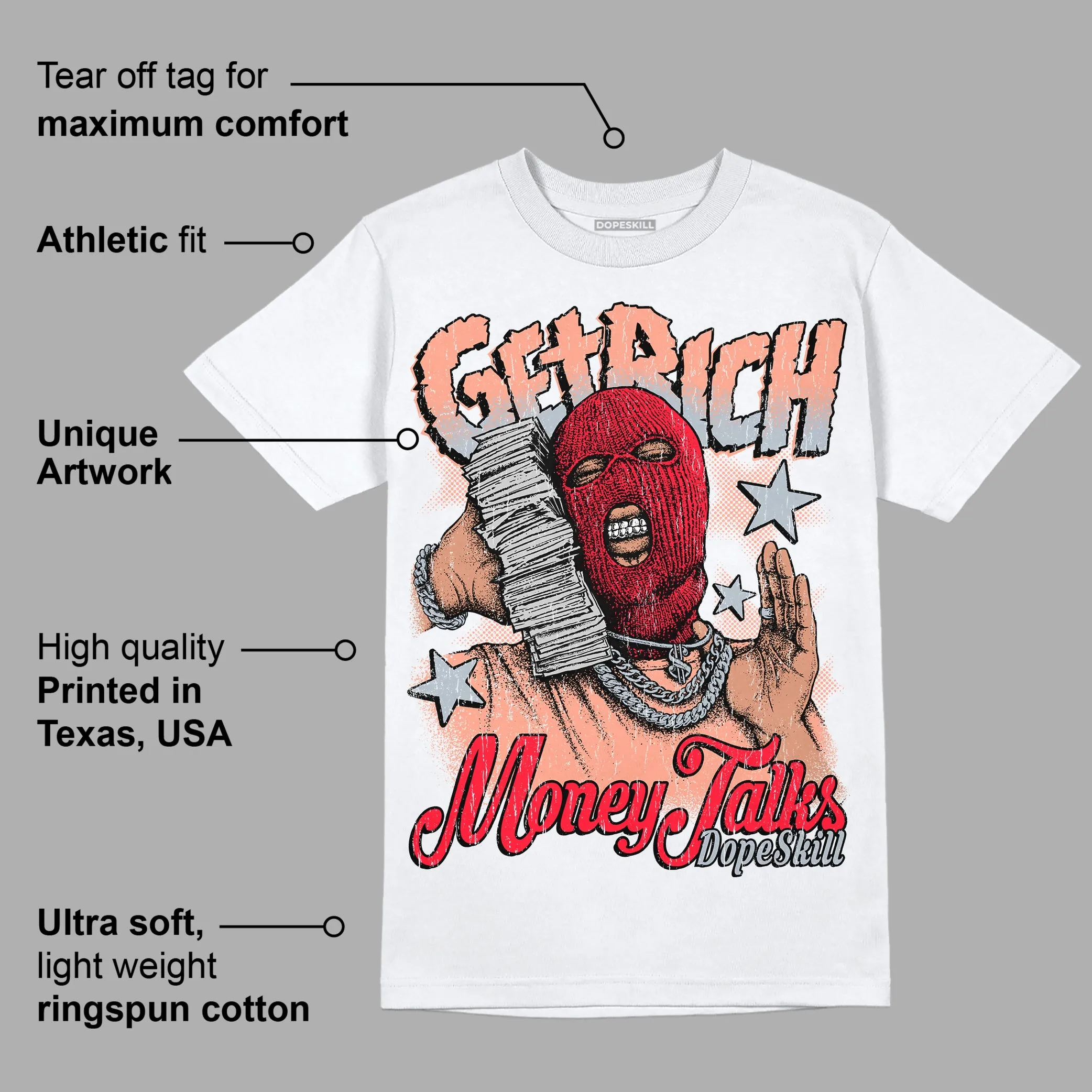 Crimson Bliss 5s DopeSkill T-Shirt Get Rich Graphic sold by DopeSkill product image thumbnail 3