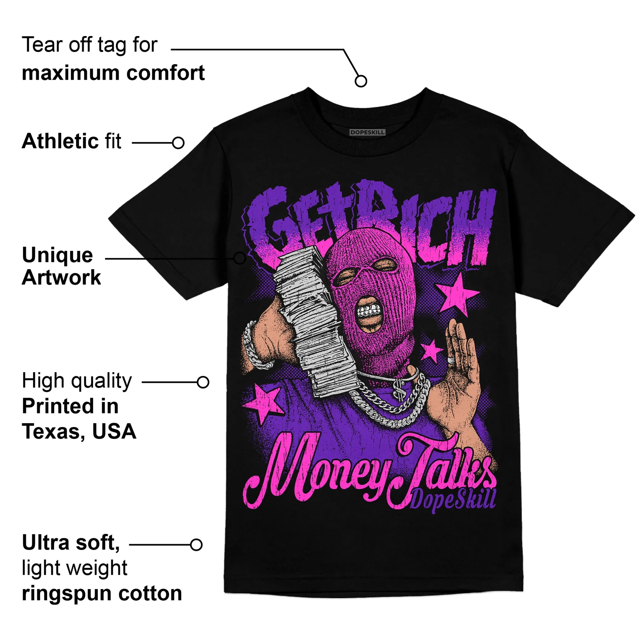 Court Purple 13s DopeSkill T-Shirt Get Rich Graphic sold by DopeSkill product image thumbnail 3
