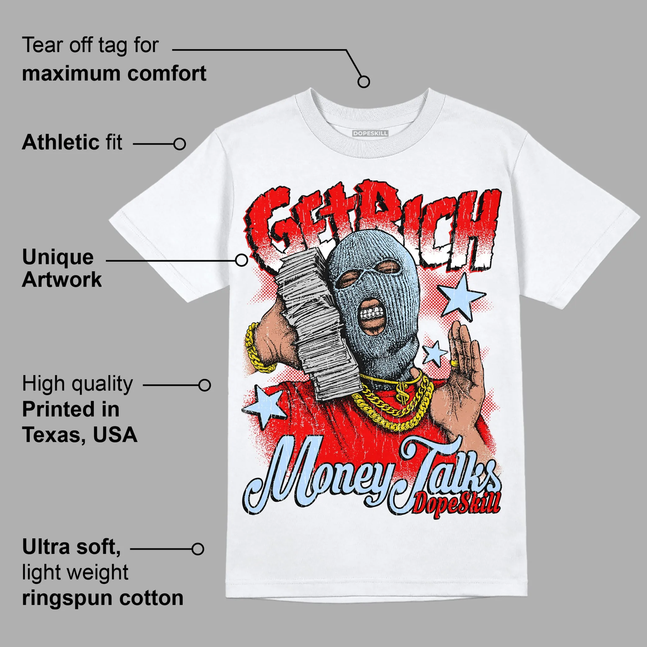 Cherry 11s DopeSkill T-Shirt Get Rich Graphic sold by DopeSkill product image thumbnail 3