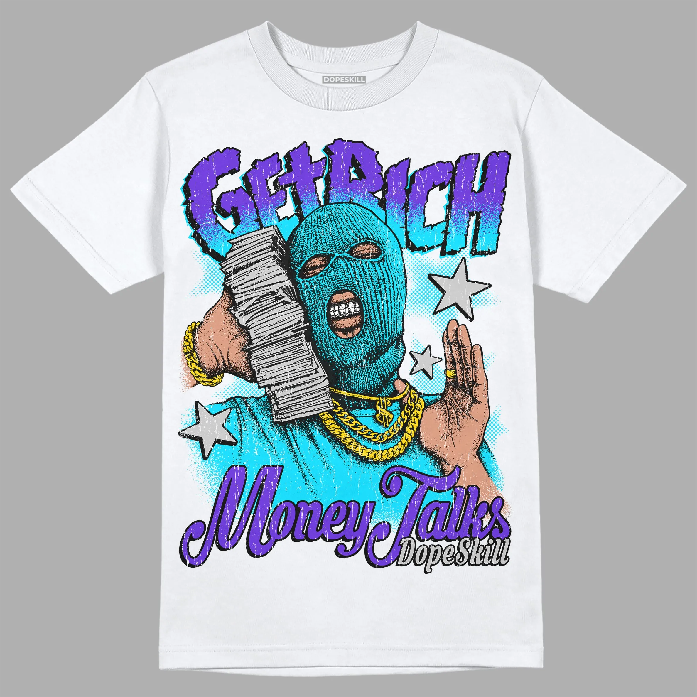 Aqua 6s DopeSkill T-Shirt Get Rich Graphic sold by DopeSkill product image thumbnail 2