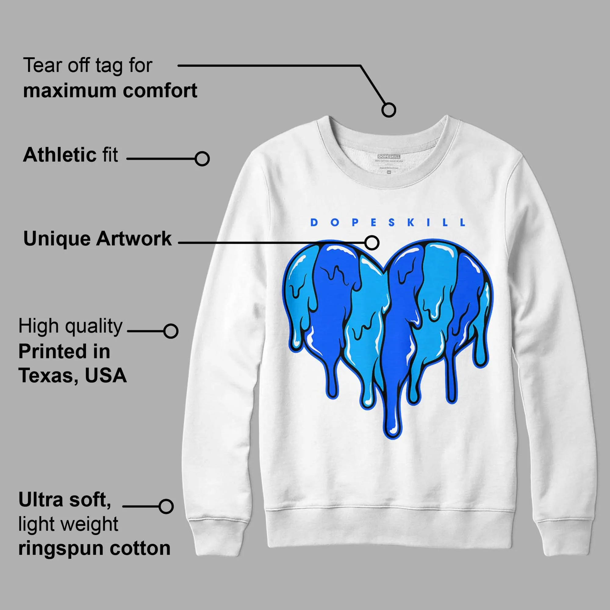 Royal Blue Collection DopeSkill Sweatshirt Slime Drip Heart Graphic sold by DopeSkill product image thumbnail 3