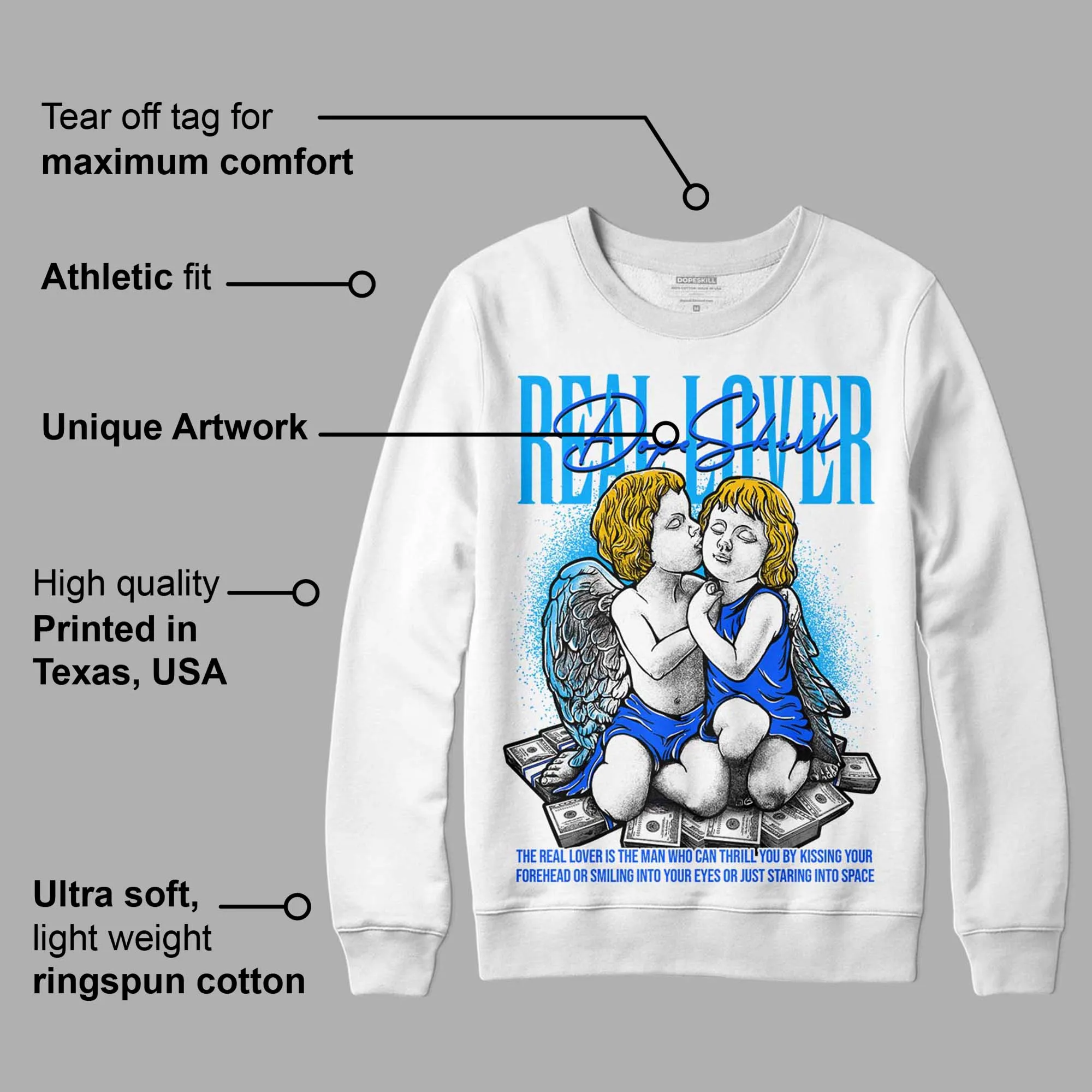 Royal Blue Collection DopeSkill Sweatshirt Real Lover Graphic sold by DopeSkill product image thumbnail 3