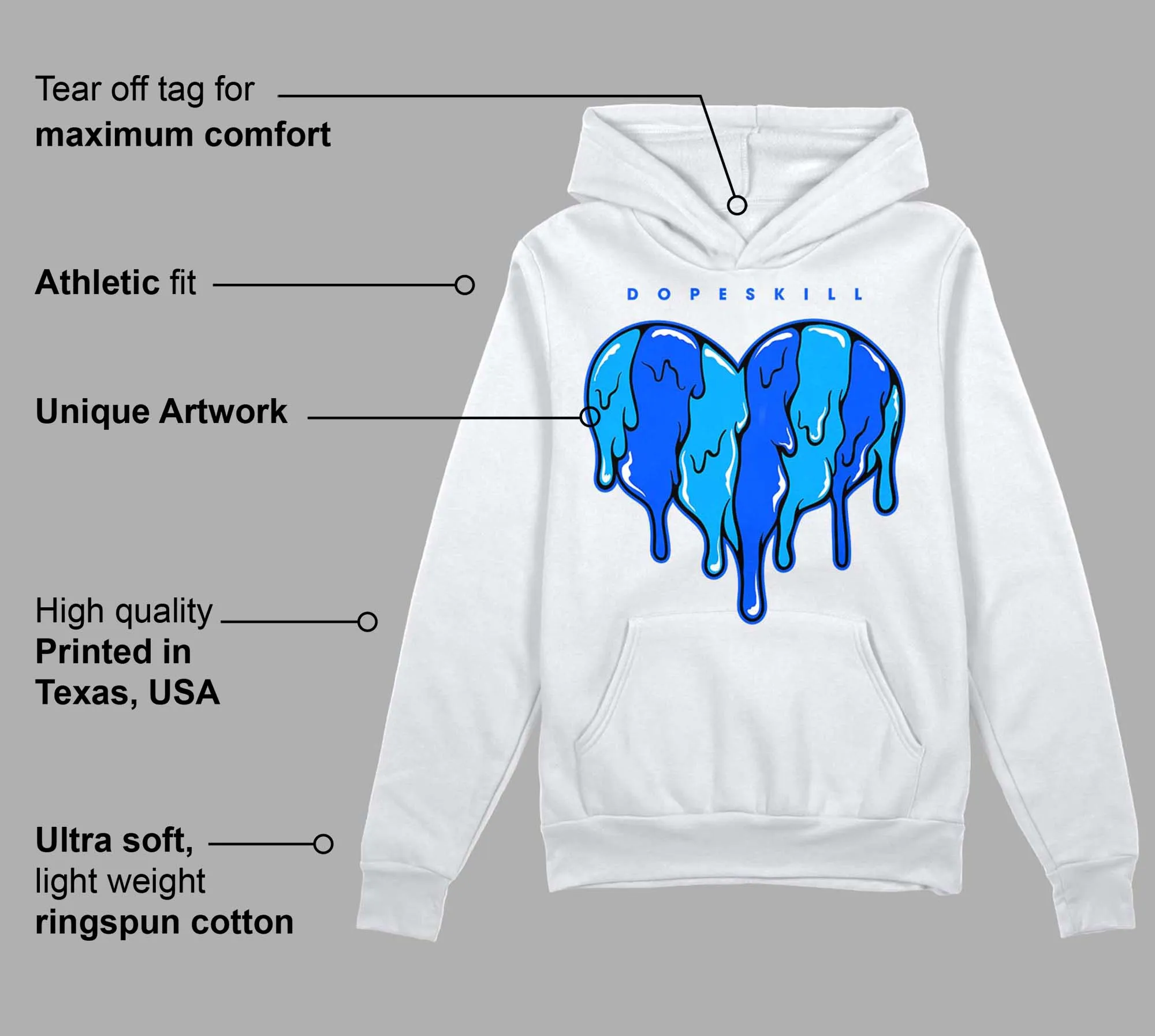 Royal Blue Collection DopeSkill Hoodie Sweatshirt Slime Drip Heart Graphic sold by DopeSkill product image thumbnail 3