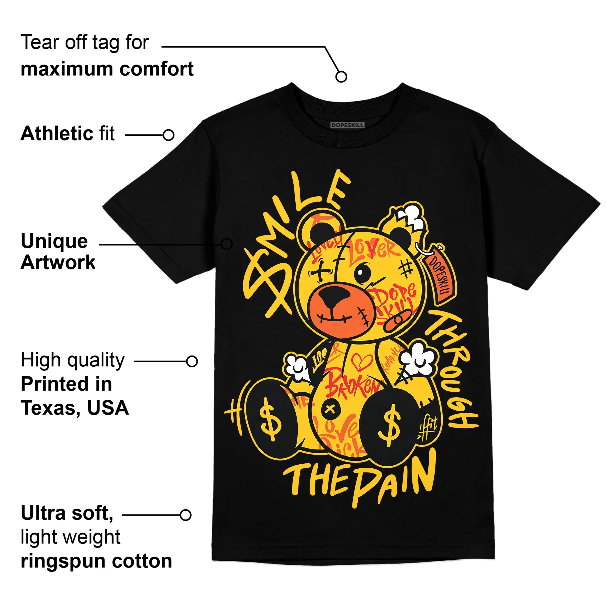 Yellow Collection DopeSkill T-Shirt Smile Through The Pain Graphic sold by DopeSkill product image thumbnail 3