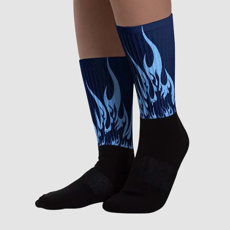 Midnight Navy 5s DopeSkill Sublimated Socks FIRE Graphic sold by DopeSkill product image thumbnail 2