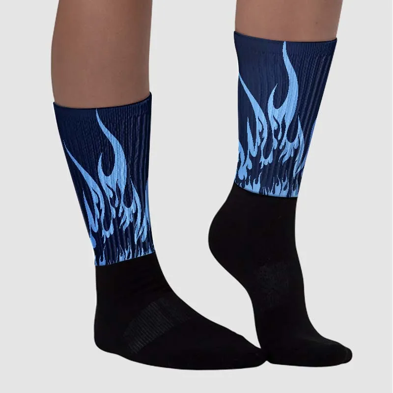 Midnight Navy 5s DopeSkill Sublimated Socks FIRE Graphic sold by DopeSkill product image thumbnail 3