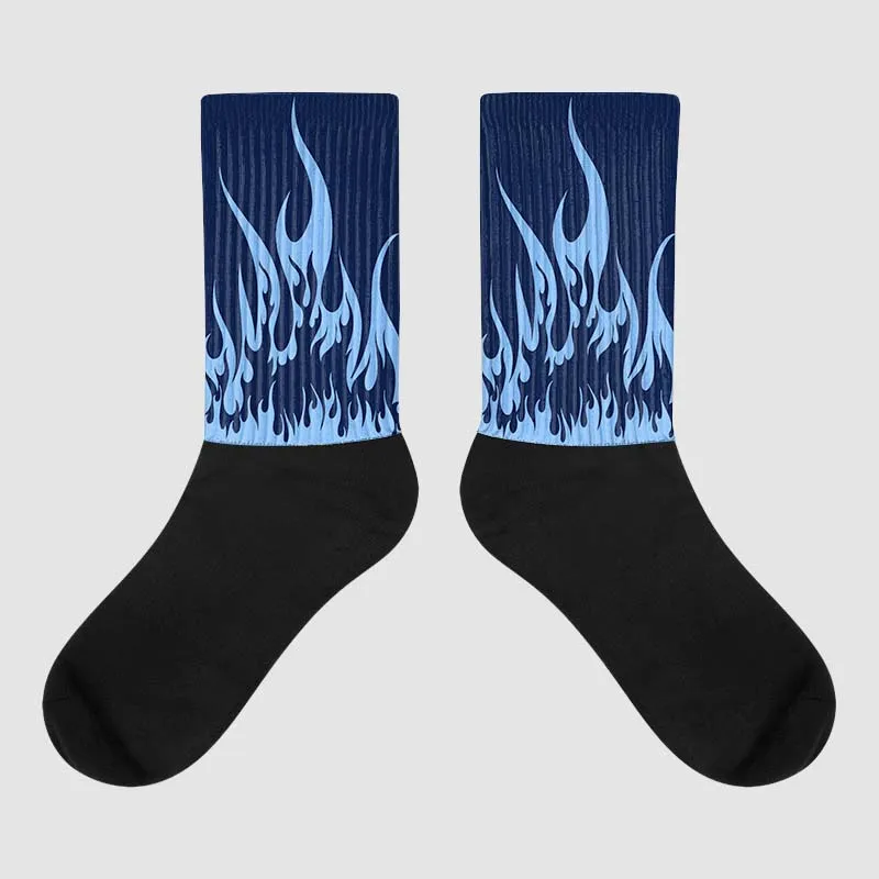 Midnight Navy 5s DopeSkill Sublimated Socks FIRE Graphic sold by DopeSkill