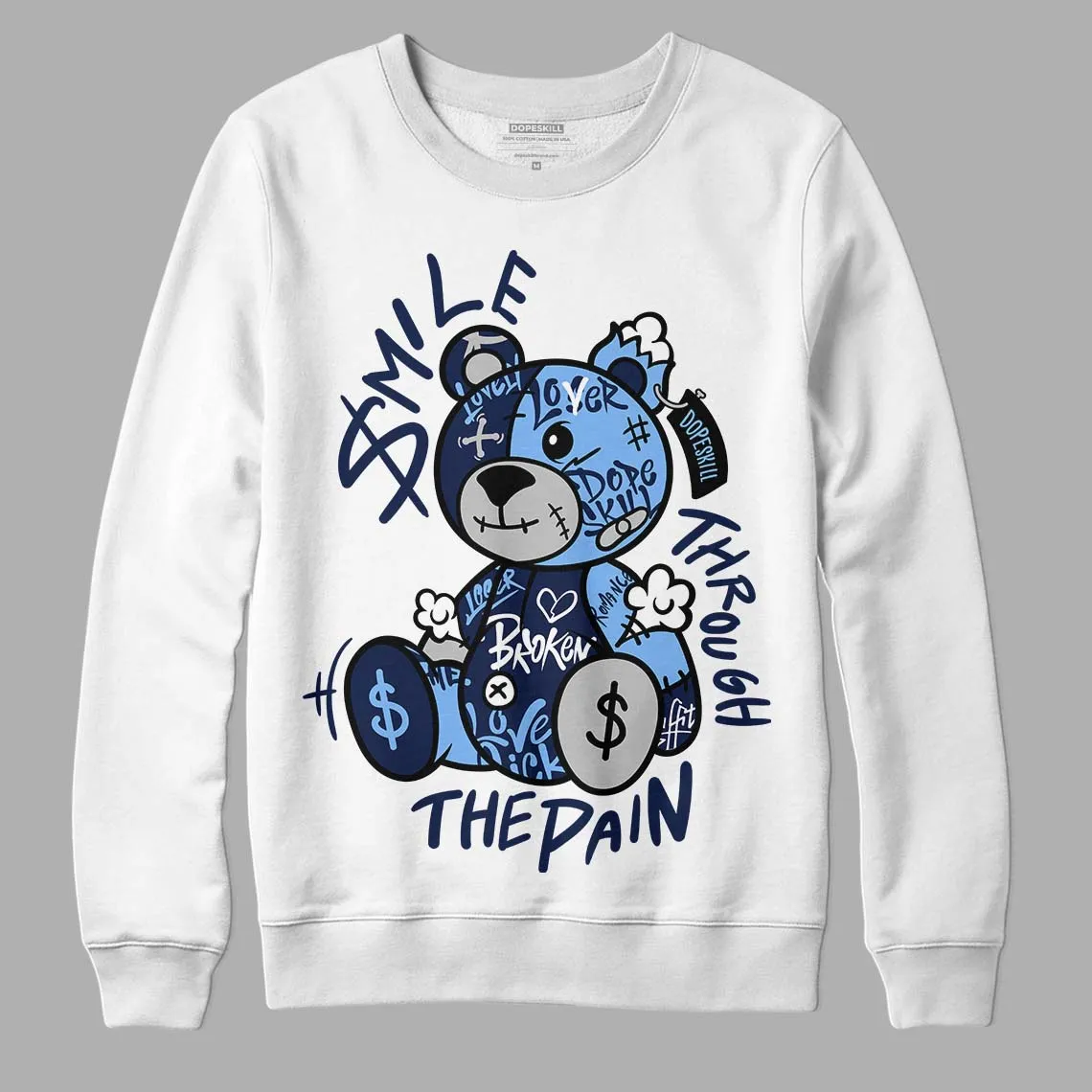 Midnight Navy 5s DopeSkill Sweatshirt Smile Through The Pain Graphic sold by DopeSkill