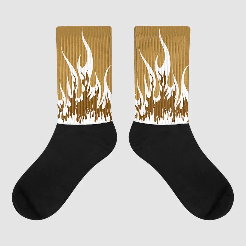 Wheat 13s DopeSkill Sublimated Socks FIRE Graphic sold by DopeSkill