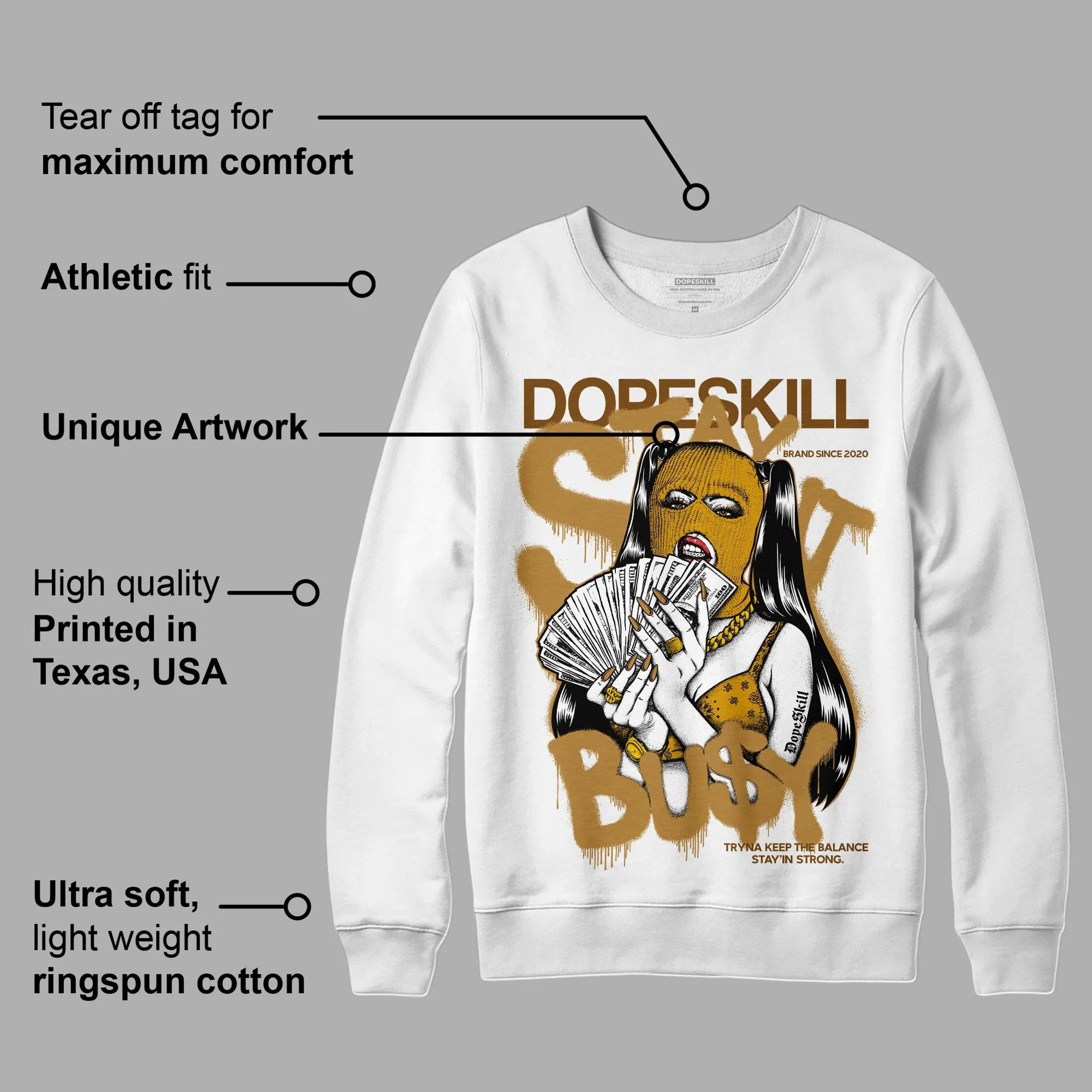 Wheat 13s DopeSkill Sweatshirt Stay It Busy Graphic sold by DopeSkill product image thumbnail 3