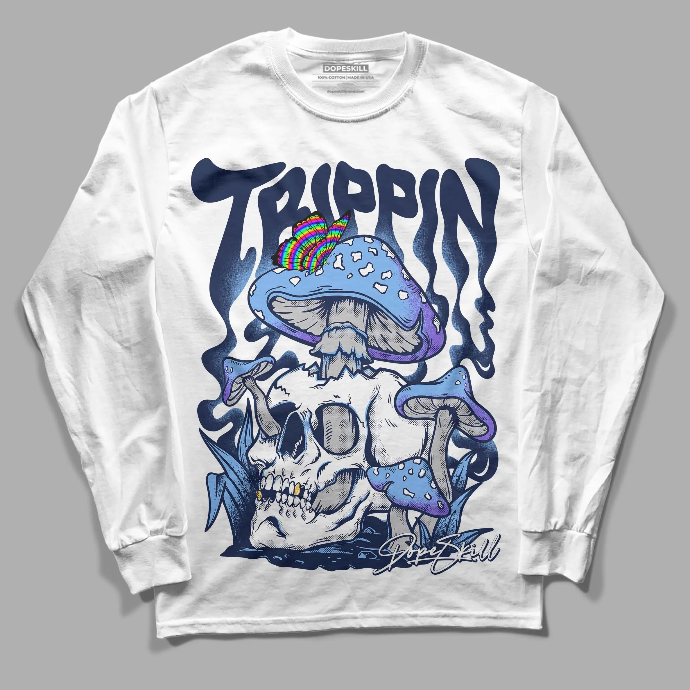 Midnight Navy 5s DopeSkill Long Sleeve T-Shirt Trippin Graphic sold by DopeSkill