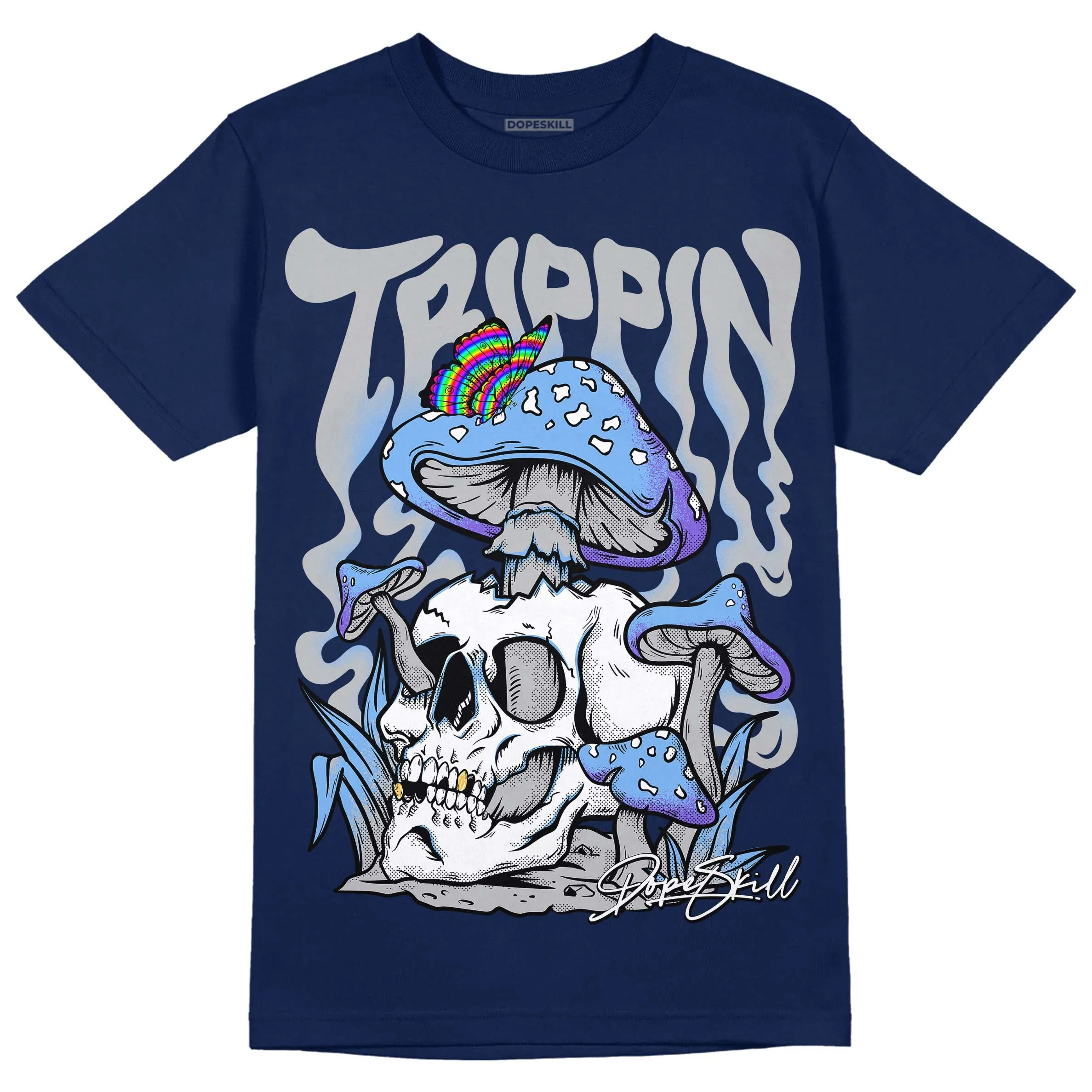 Midnight Navy 5s DopeSkill Navy T-shirt Trippin Graphic sold by DopeSkill