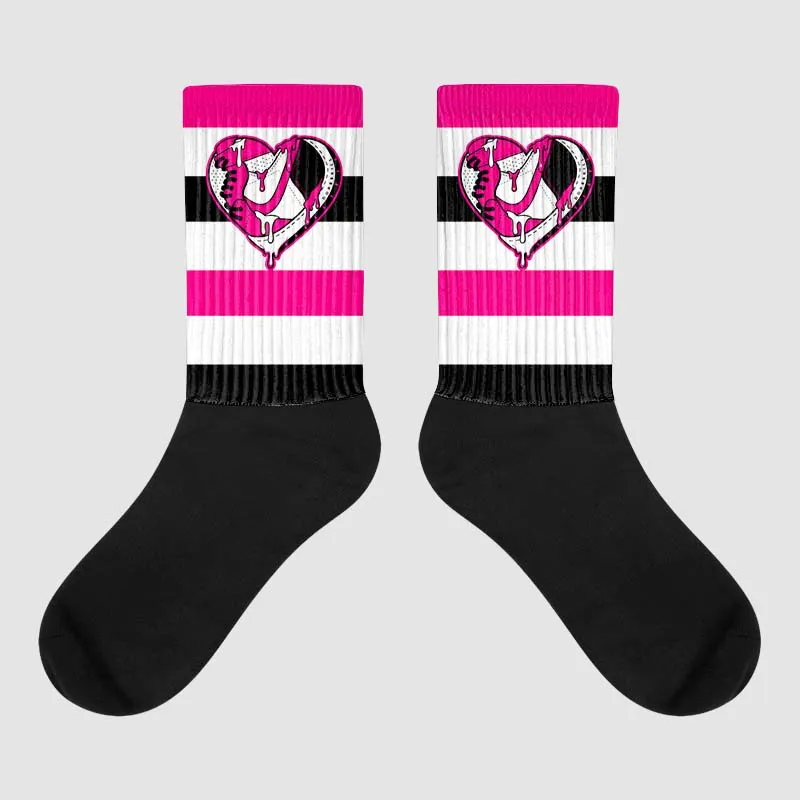 Fierce Pink 1s DopeSkill Sublimated Socks Horizontal Stripes Graphic sold by DopeSkill