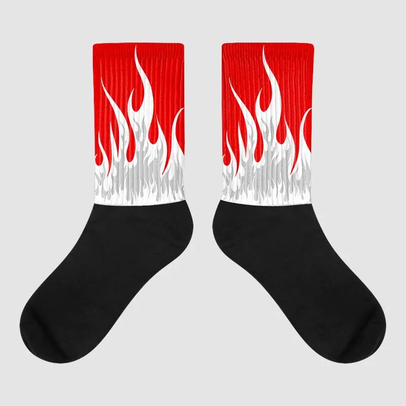 Cherry 12s DopeSkill Sublimated Socks FIRE Graphic sold by DopeSkill