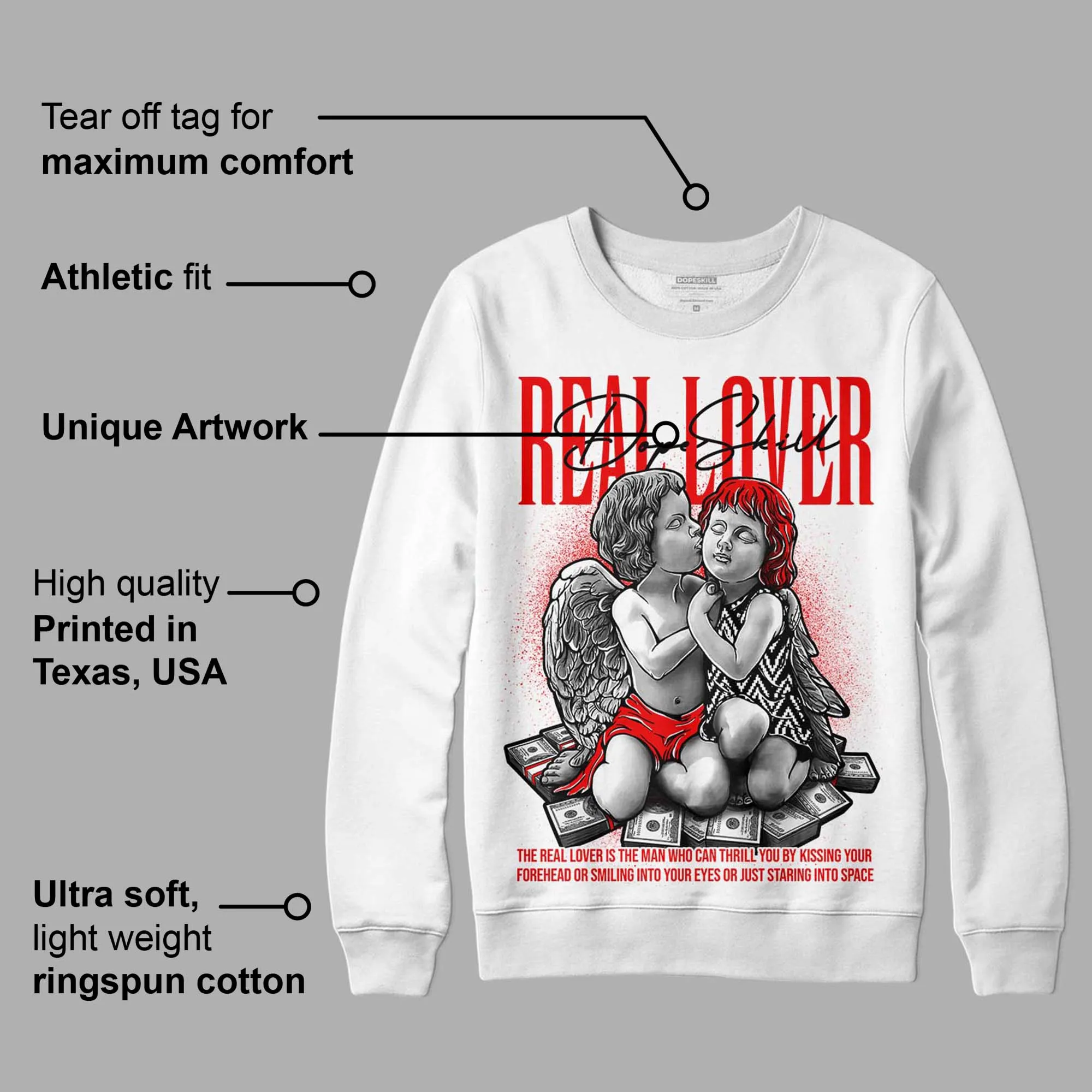 Cherry 12s DopeSkill Sweatshirt Real Lover Graphic sold by DopeSkill product image thumbnail 3