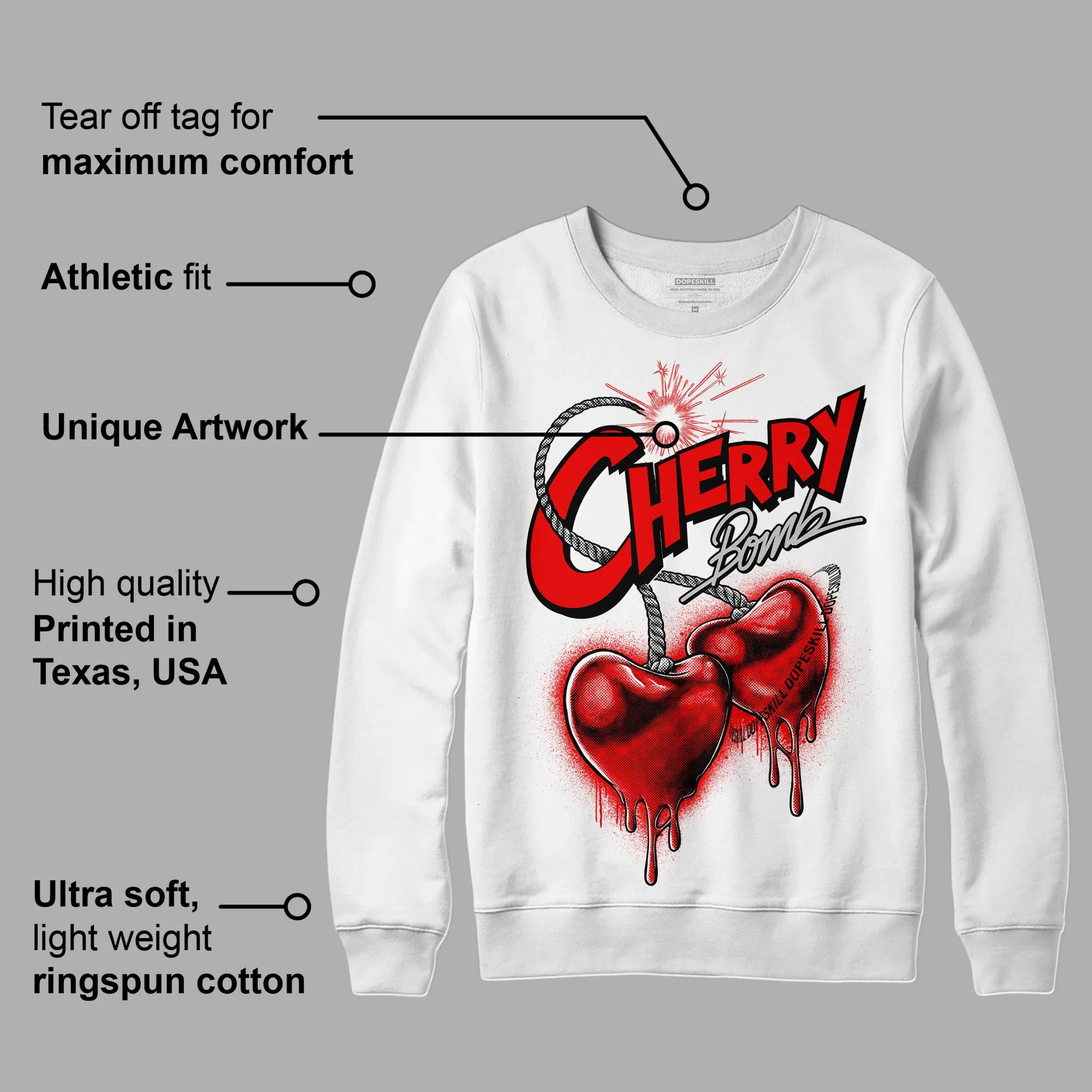 Cherry 12s DopeSkill Sweatshirt Cherry Bomb Graphic sold by DopeSkill product image thumbnail 3