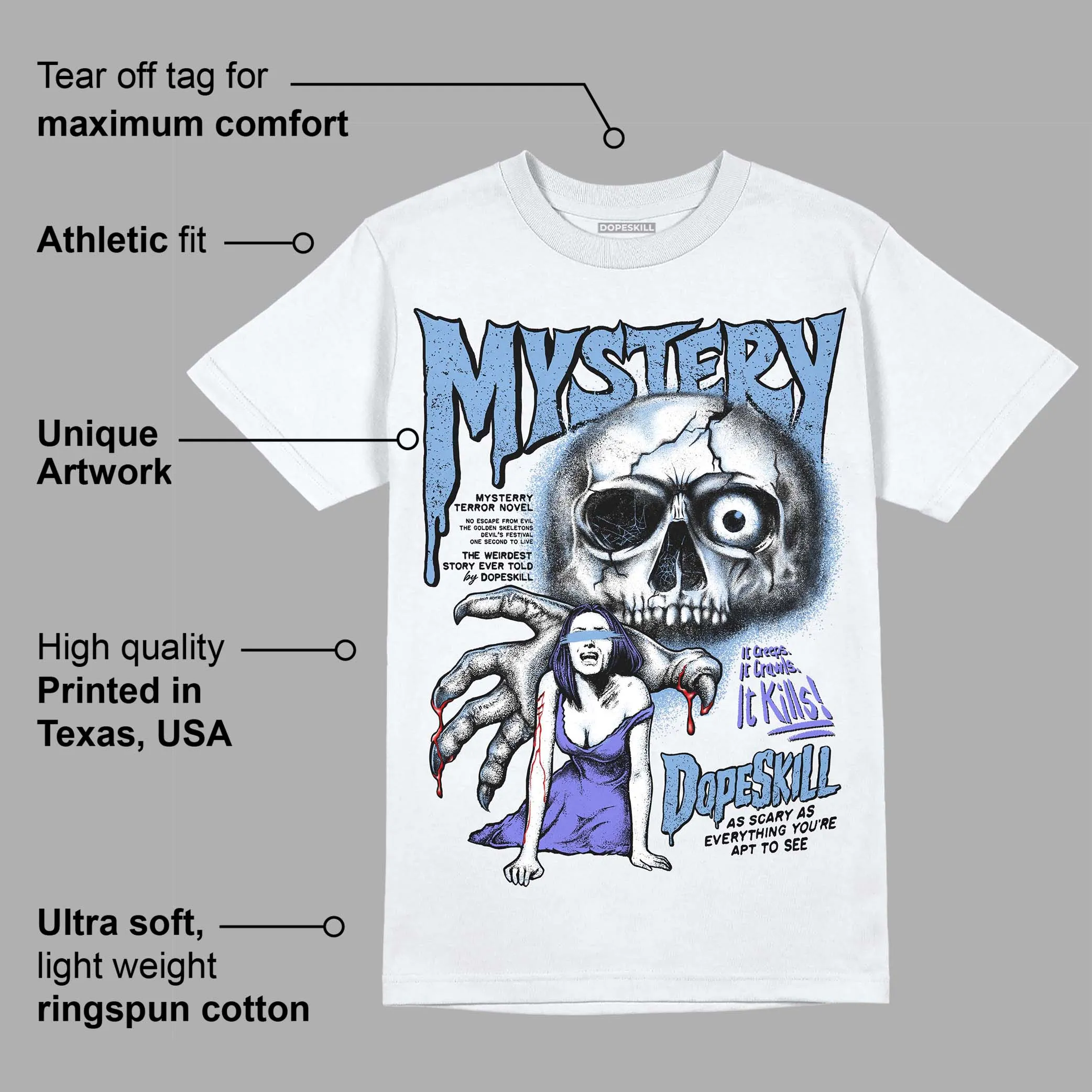 University Blue Collection DopeSkill T-Shirt Mystery Ghostly Grasp Graphic sold by DopeSkill product image thumbnail 3