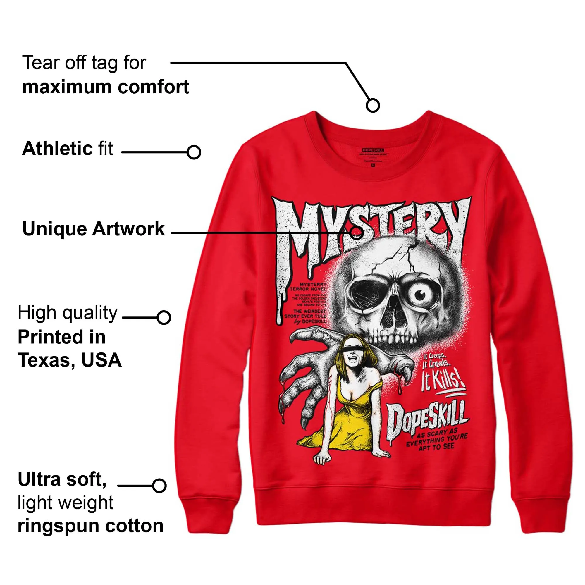 Red Thunder 4s DopeSkill Red Sweatshirt Mystery Ghostly Grasp Graphic sold by DopeSkill product image thumbnail 2