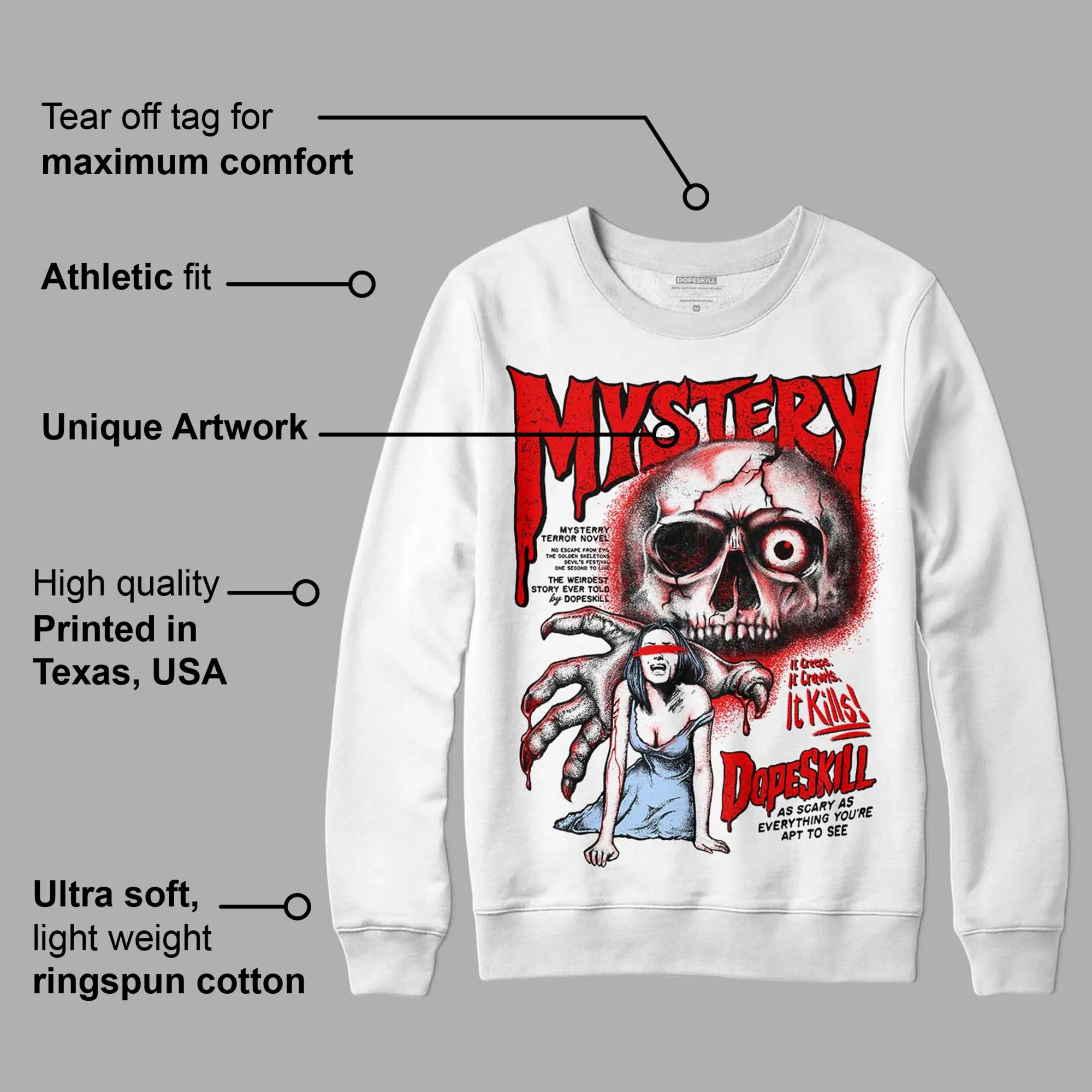 Cherry 11s DopeSkill Sweatshirt Mystery Ghostly Grasp Graphic sold by DopeSkill product image thumbnail 3