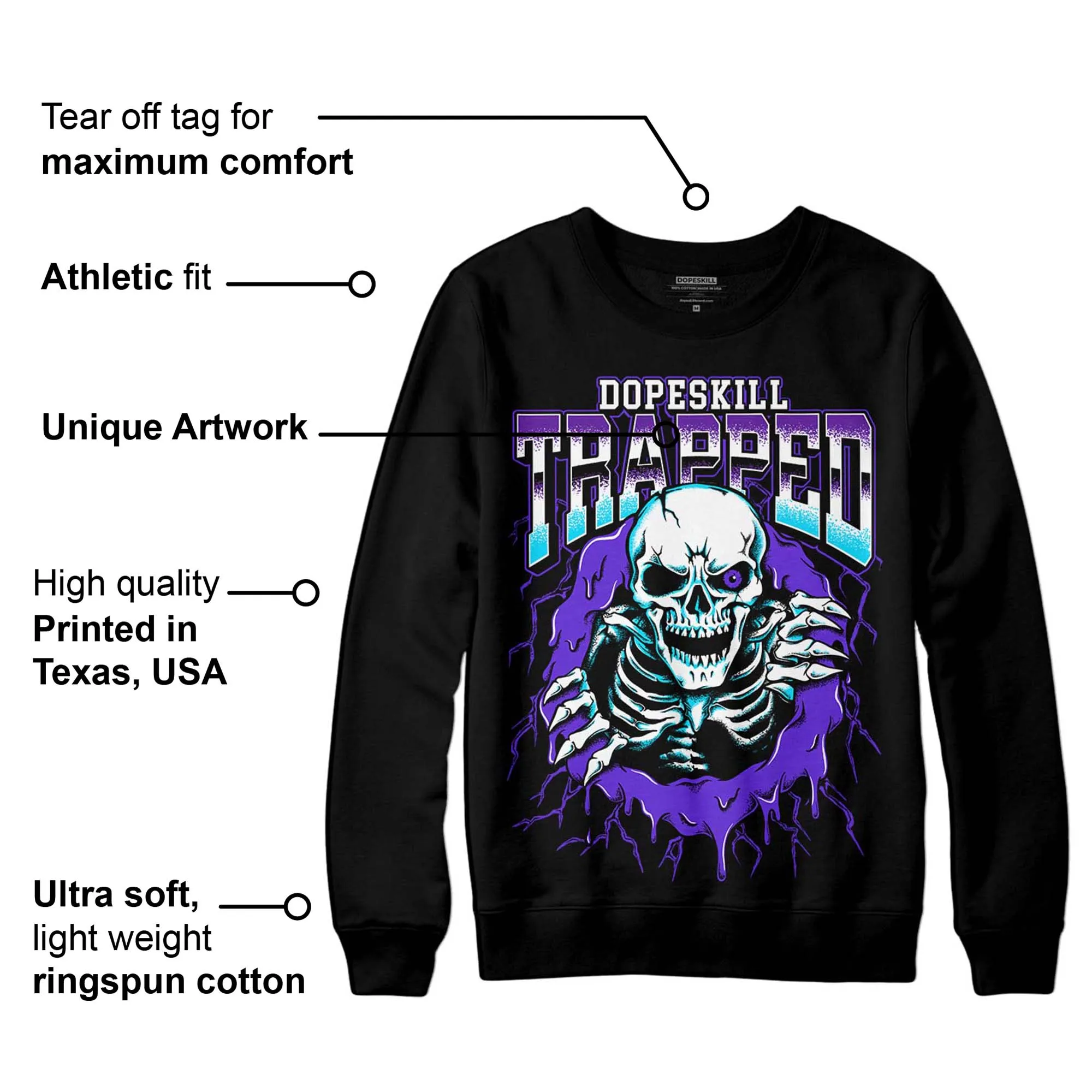 Aqua 6s DopeSkill Sweatshirt Trapped Halloween Graphic sold by DopeSkill product image thumbnail 3