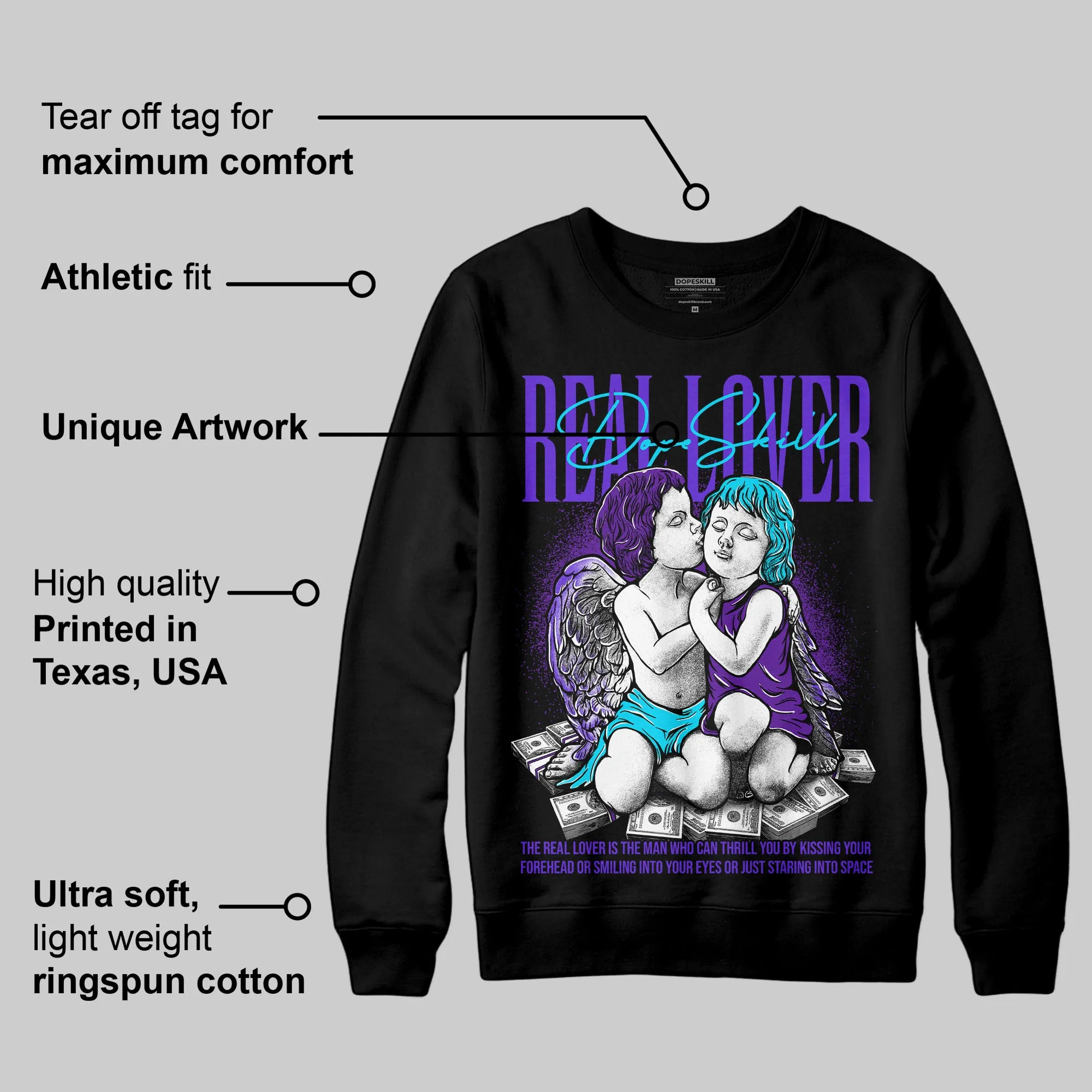 Aqua 6s DopeSkill Sweatshirt Real Lover Graphic sold by DopeSkill product image thumbnail 3