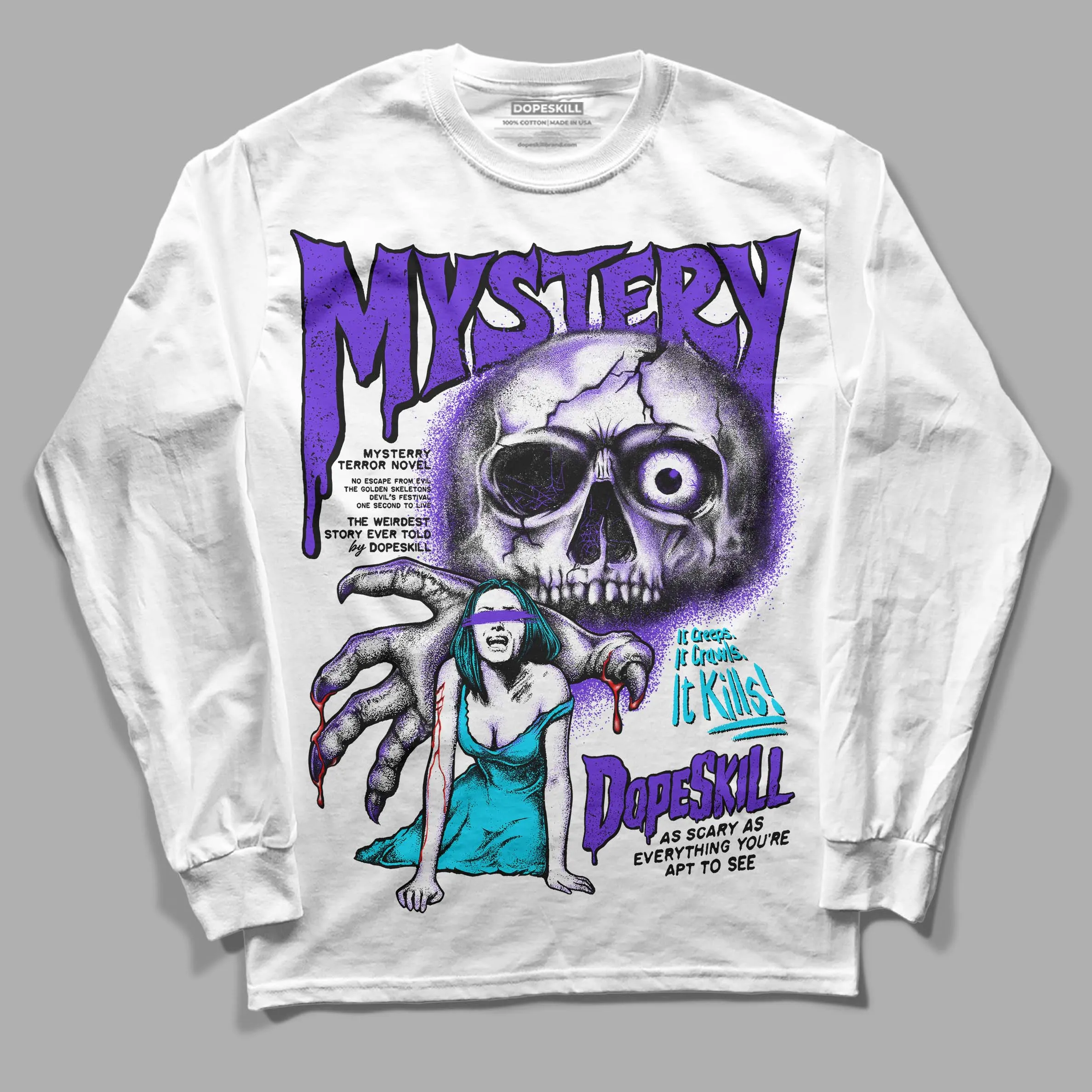 Aqua 6s DopeSkill Long Sleeve T-Shirt Mystery Ghostly Grasp Graphic sold by DopeSkill product image thumbnail 2