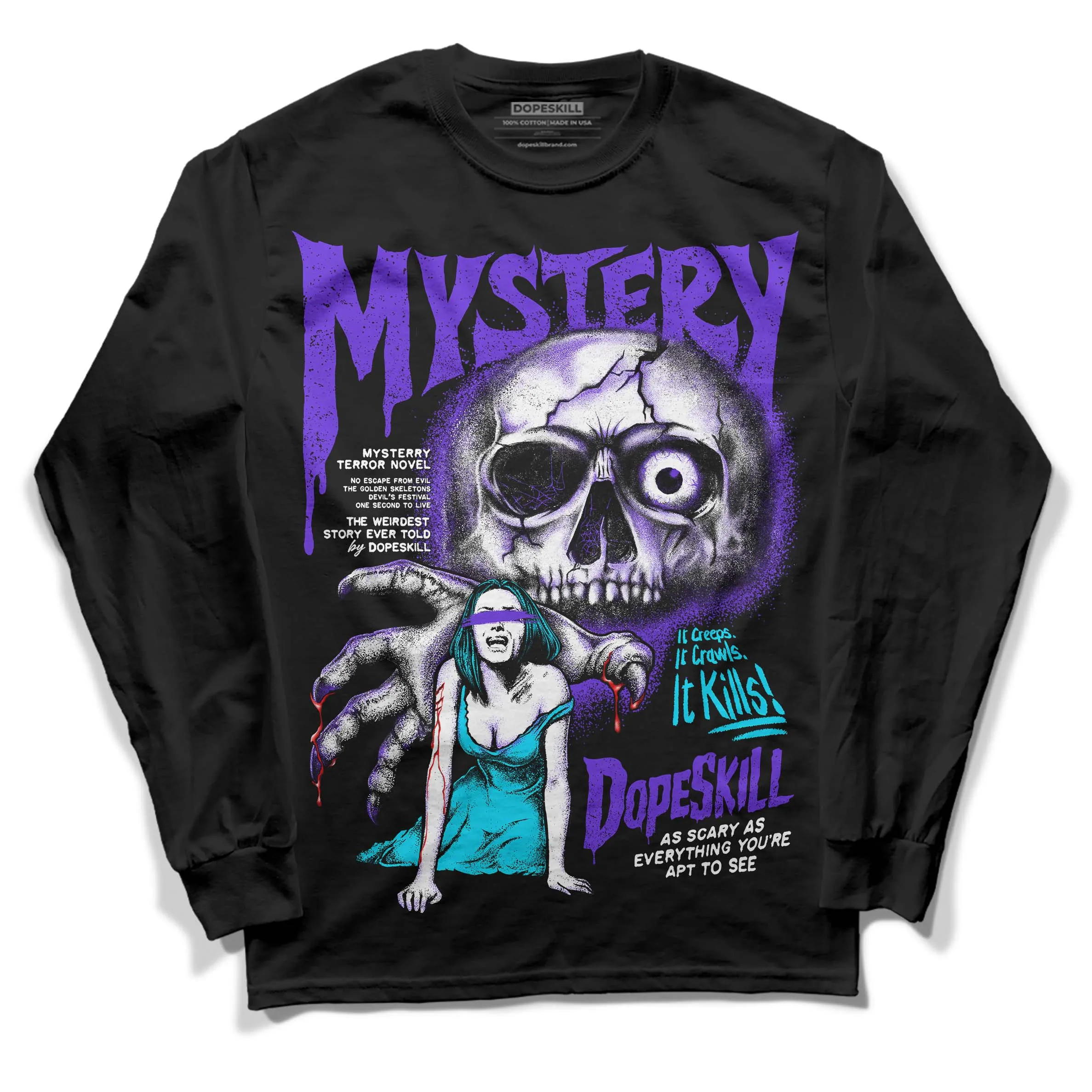 Aqua 6s DopeSkill Long Sleeve T-Shirt Mystery Ghostly Grasp Graphic sold by DopeSkill