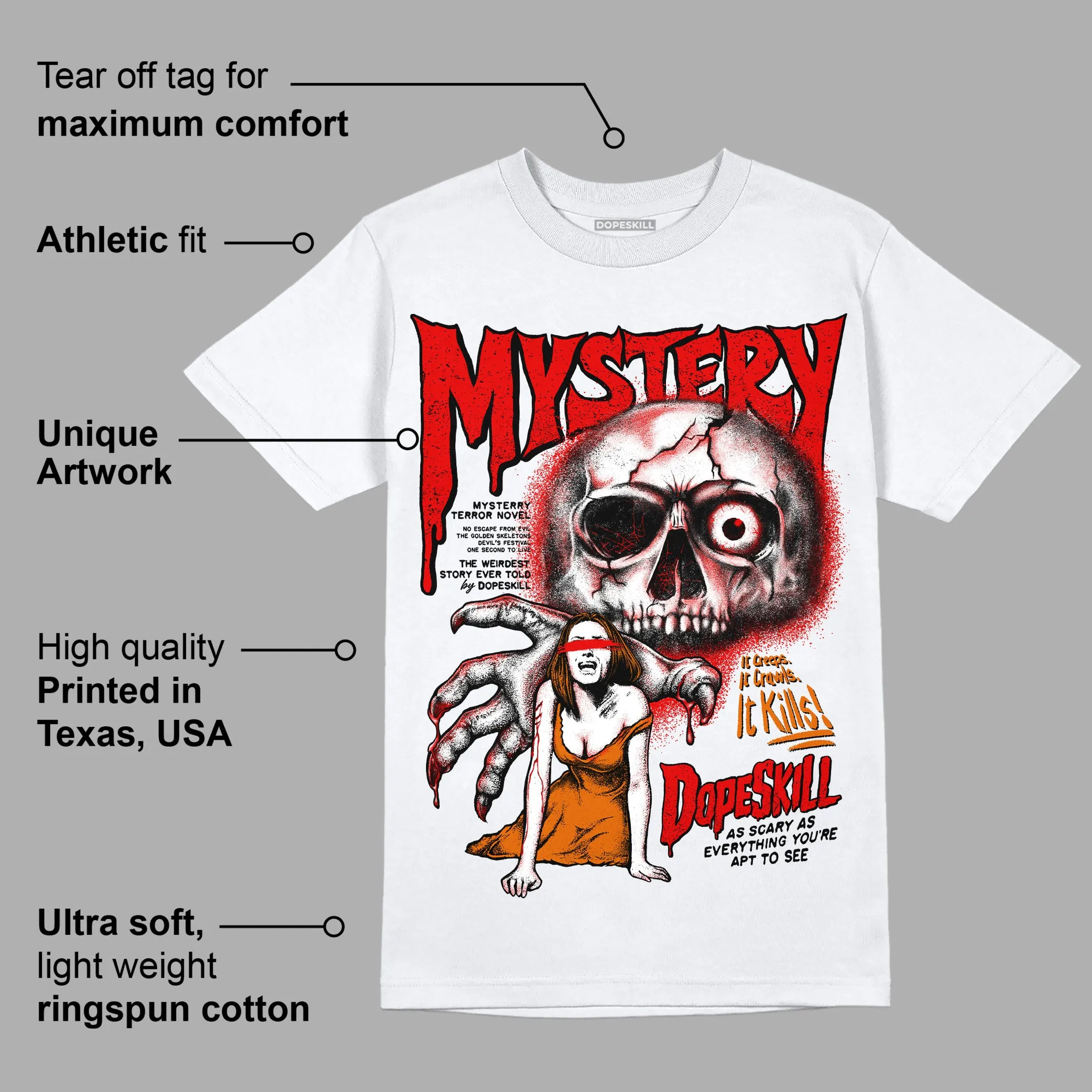 Red Cement 4S DopeSkill T-Shirt Mystery Ghostly Grasp Graphic sold by DopeSkill product image thumbnail 3