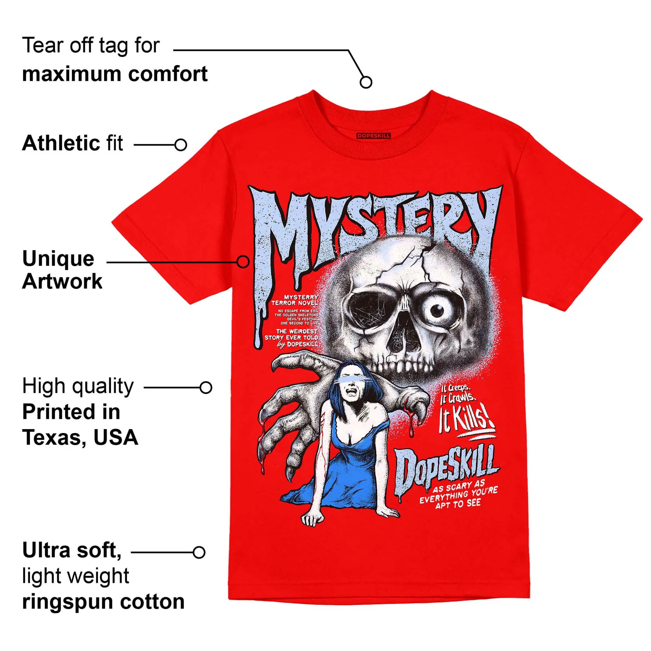 Cherry 11s DopeSkill Varsity Red T-shirt Mystery Ghostly Grasp Graphic sold by DopeSkill product image thumbnail 2