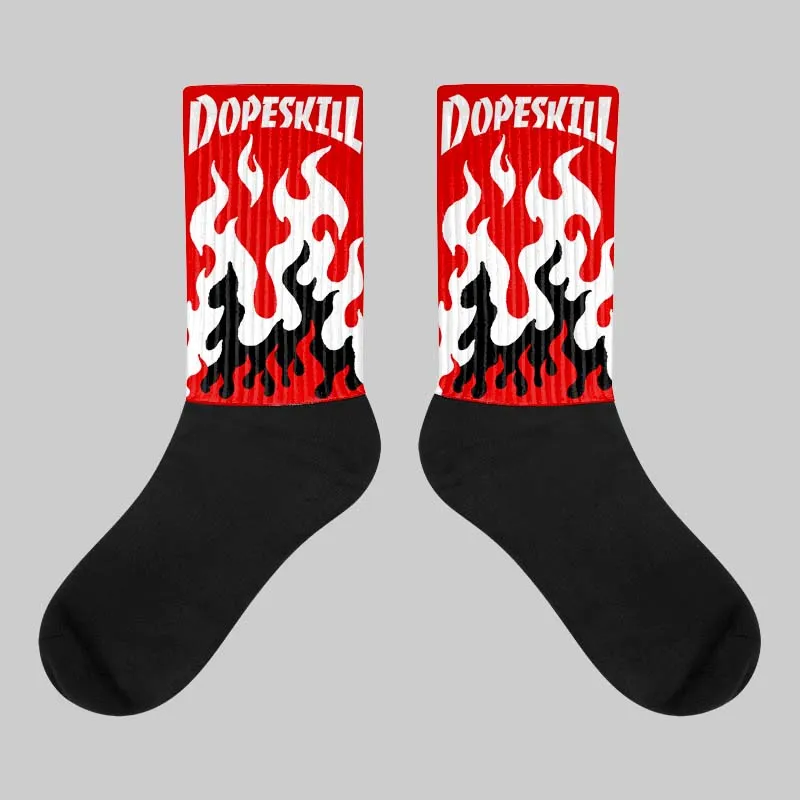 Red Cement 4S DopeSkill Sublimated Socks FIRE Graphic sold by DopeSkill