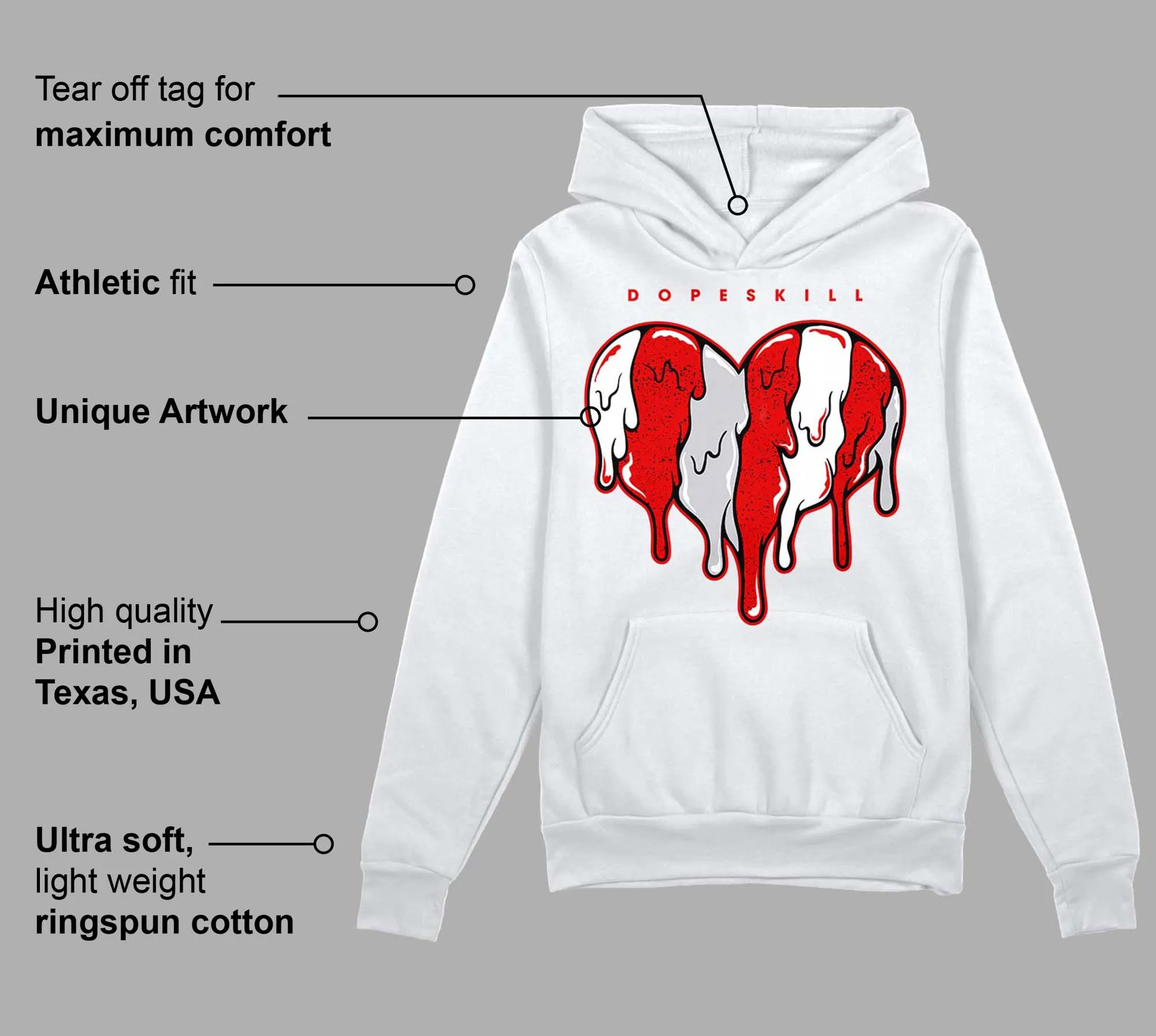 Red Cement 4S DopeSkill Hoodie Sweatshirt Slime Drip Heart Graphic sold by DopeSkill product image thumbnail 3