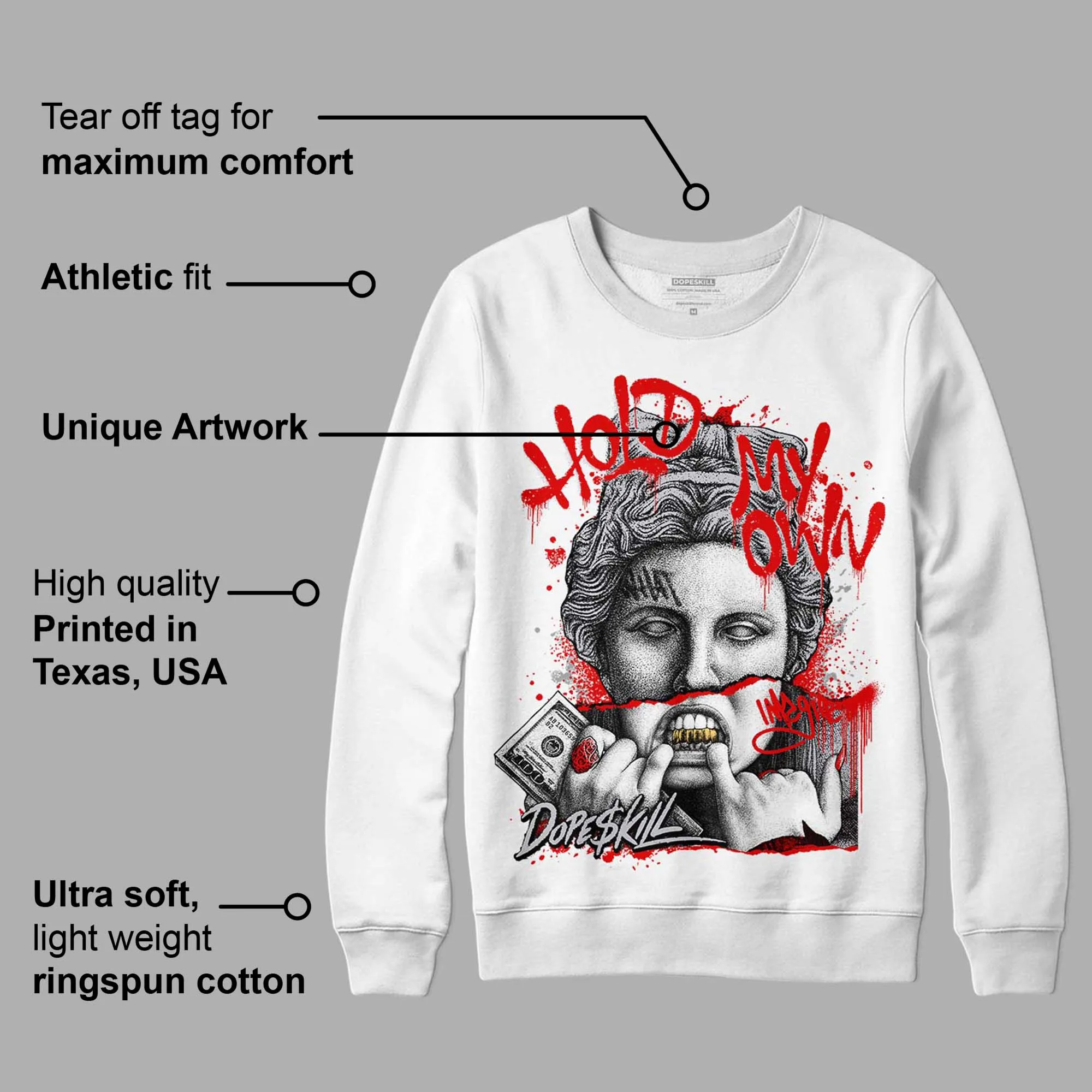 Red Cement 4S DopeSkill Sweatshirt Hold My Own Graphic sold by DopeSkill product image thumbnail 3