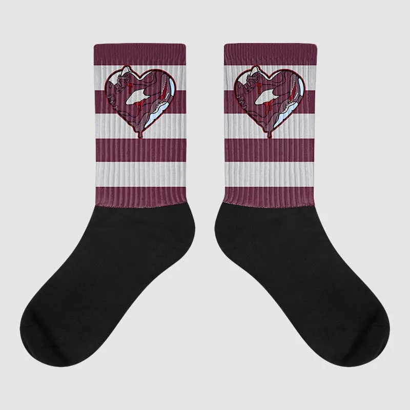 Burgundy 5s DopeSkill Sublimated Socks Horizontal Stripes Graphic sold by DopeSkill