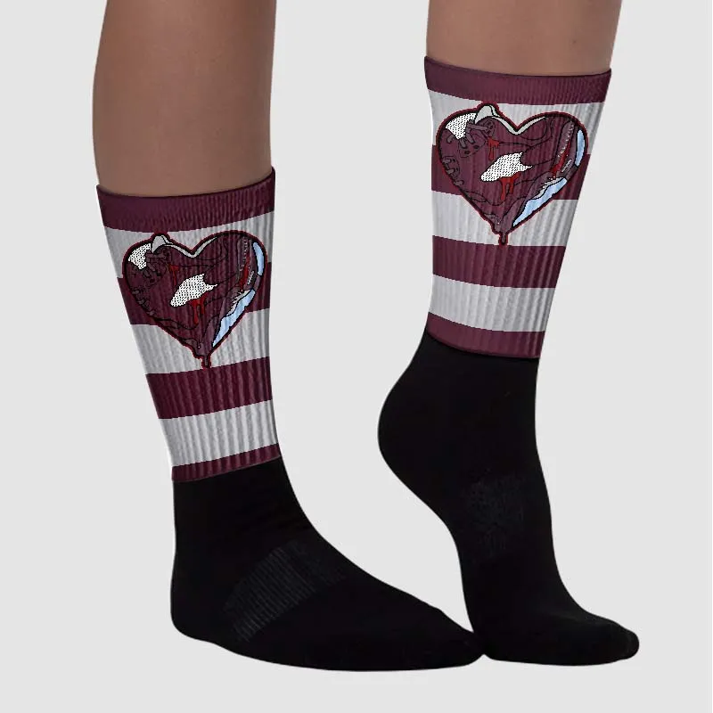 Burgundy 5s DopeSkill Sublimated Socks Horizontal Stripes Graphic sold by DopeSkill product image thumbnail 3