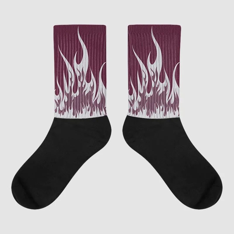 Burgundy 5s DopeSkill Sublimated Socks FIRE Graphic sold by DopeSkill