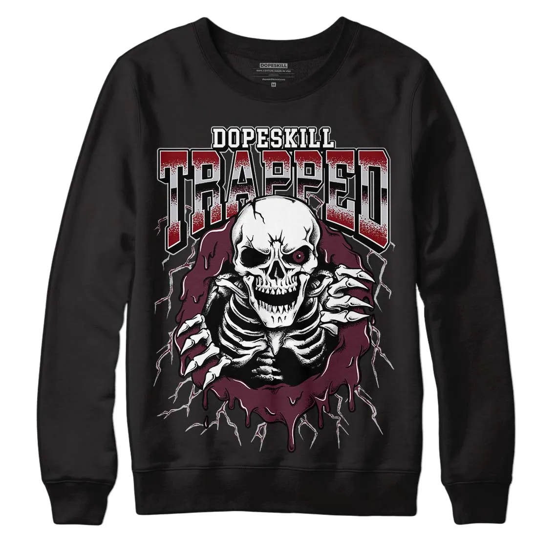 Burgundy 5s DopeSkill Sweatshirt Trapped Halloween Graphic sold by DopeSkill product image thumbnail 2