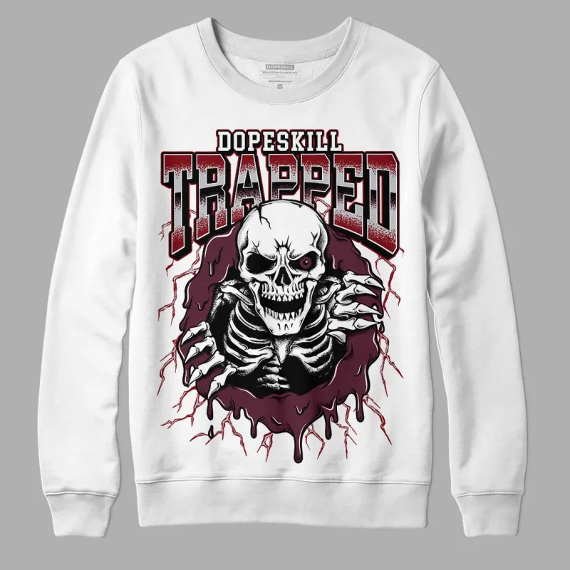 Burgundy 5s DopeSkill Sweatshirt Trapped Halloween Graphic sold by DopeSkill