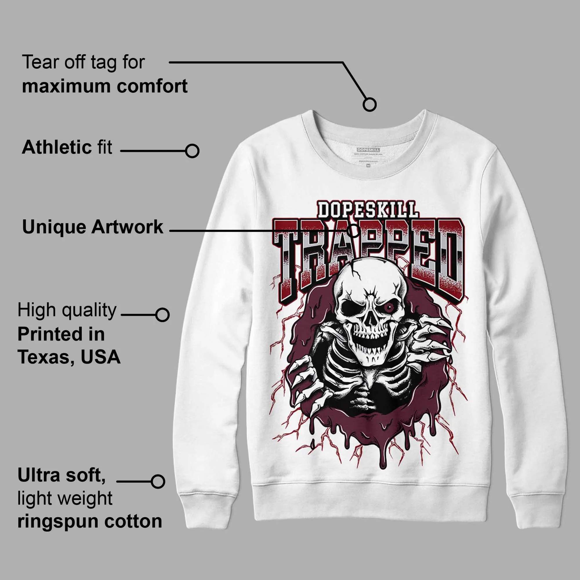 Burgundy 5s DopeSkill Sweatshirt Trapped Halloween Graphic sold by DopeSkill product image thumbnail 3