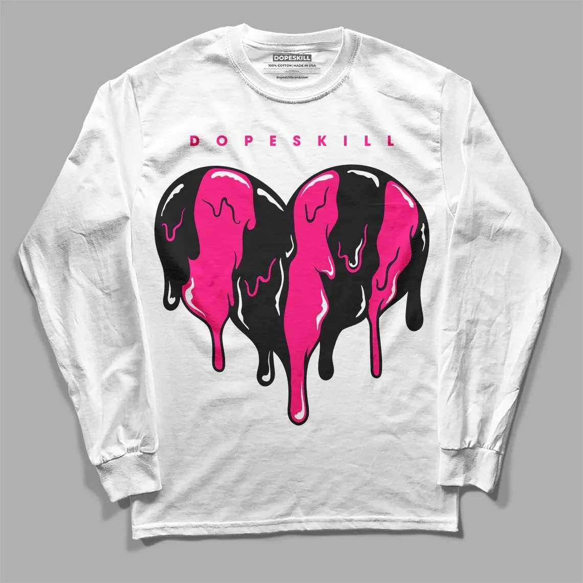 Fierce Pink 1s DopeSkill Long Sleeve T-Shirt Slime Drip Heart Graphic sold by DopeSkill