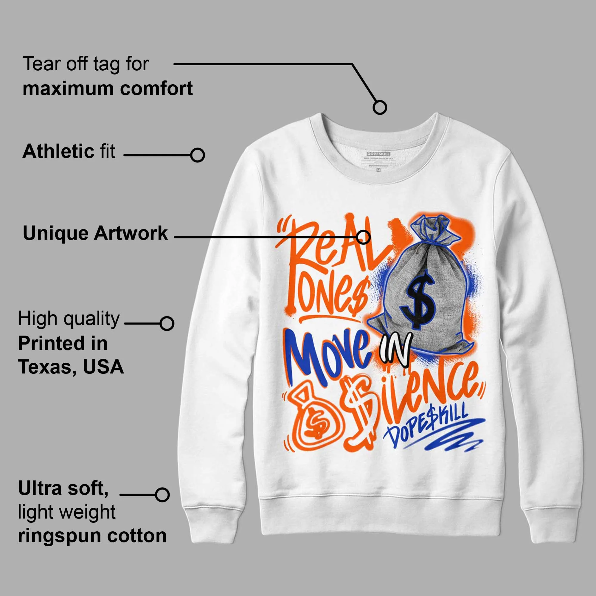 Dunk Low Futura Orange Blaze DopeSkill Sweatshirt Real Ones Move In Silence Graphic sold by DopeSkill product image thumbnail 3