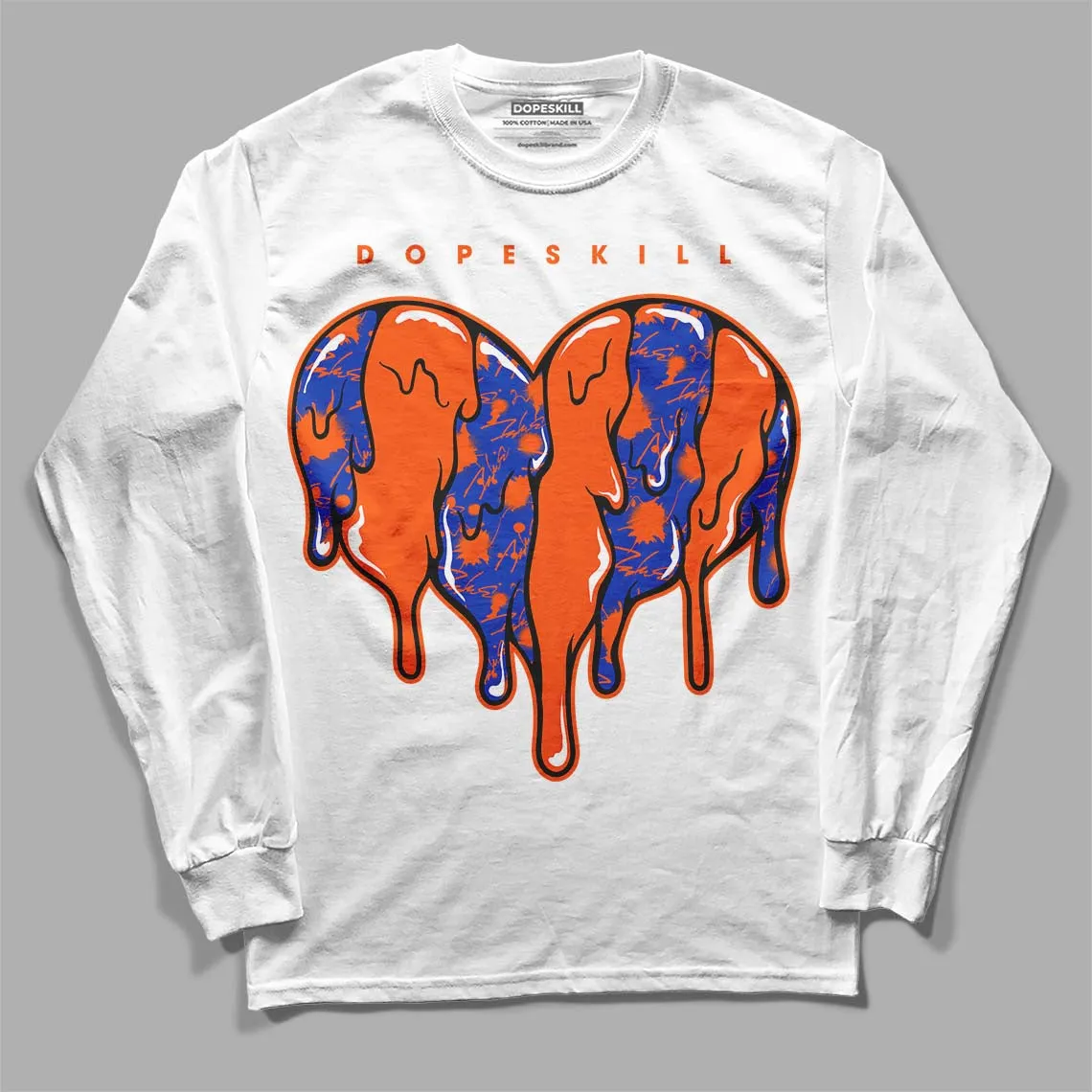 Dunk Low Futura Orange Blaze DopeSkill Long Sleeve T-Shirt Slime Drip Heart Graphic sold by DopeSkill