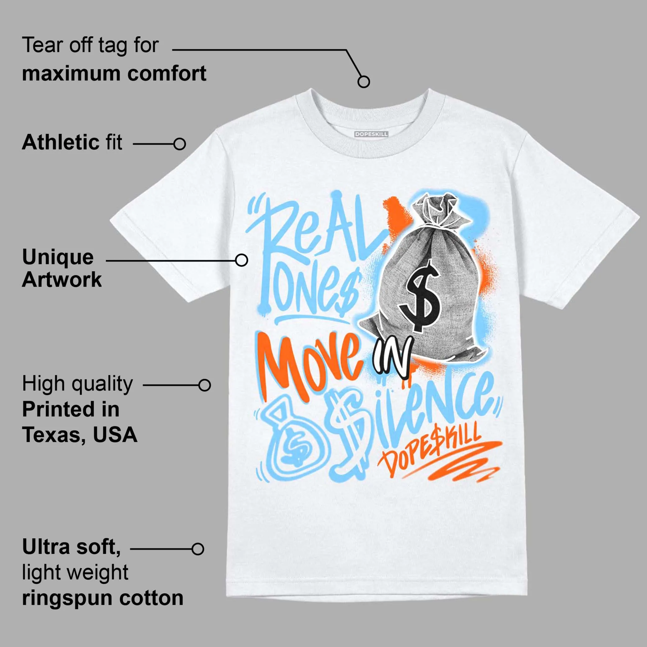 Dunk Low Futura University Blue DopeSkill T-Shirt Real Ones Move In Silence Graphic sold by DopeSkill product image thumbnail 3