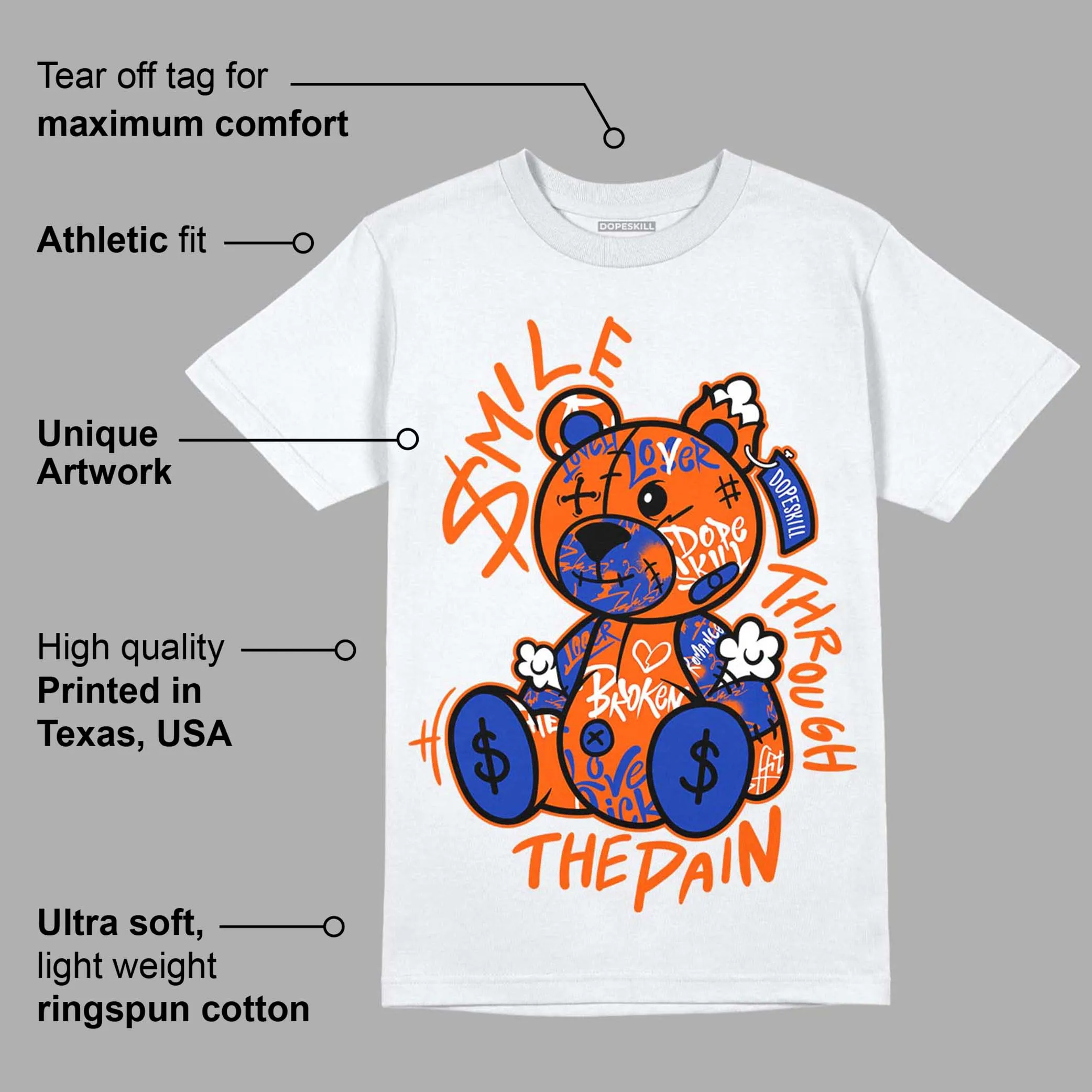 Dunk Low Futura Orange Blaze DopeSkill T-Shirt Smile Through The Pain Graphic sold by DopeSkill product image thumbnail 3
