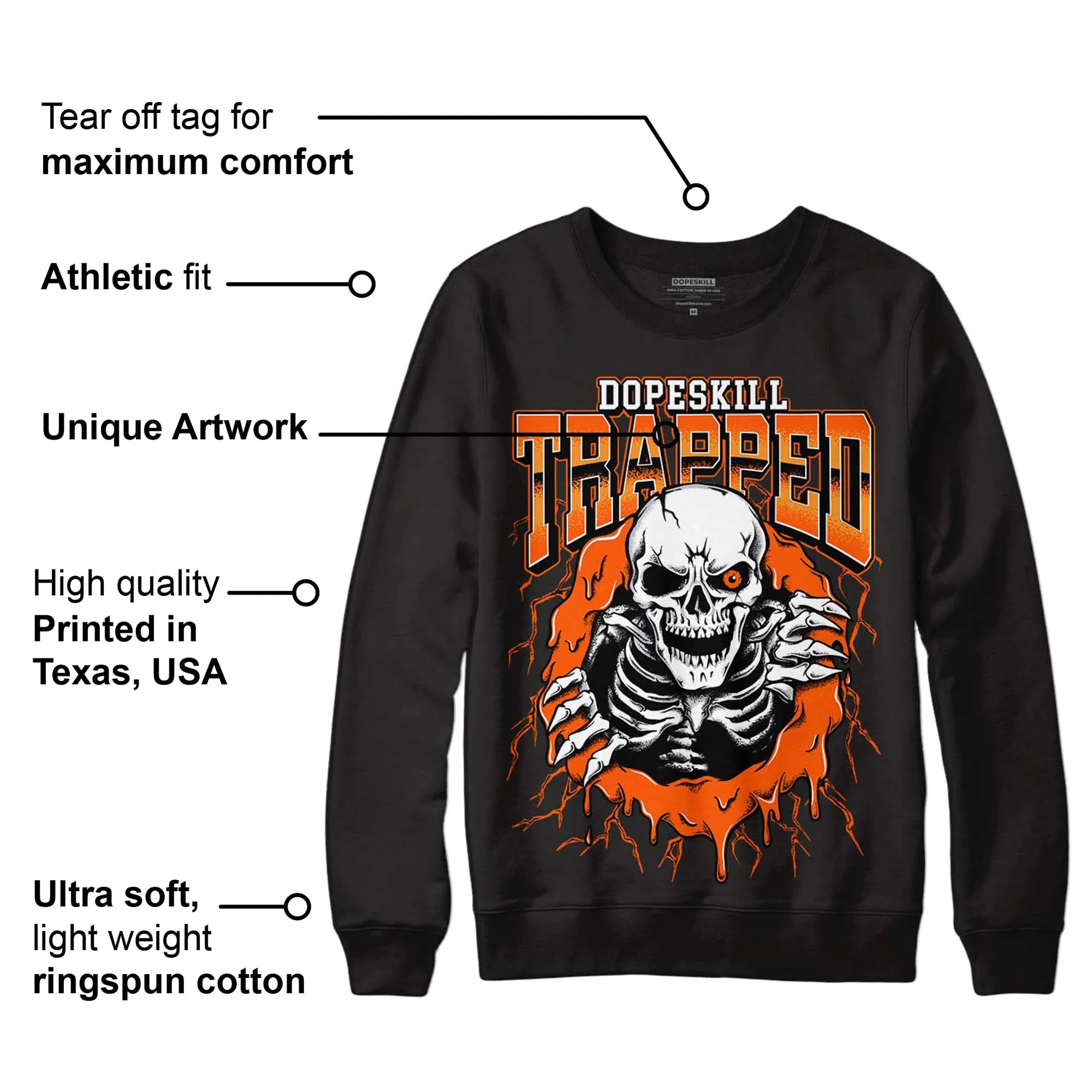 Brilliant Orange 12s DopeSkill Sweatshirt Trapped Halloween Graphic sold by DopeSkill product image thumbnail 3