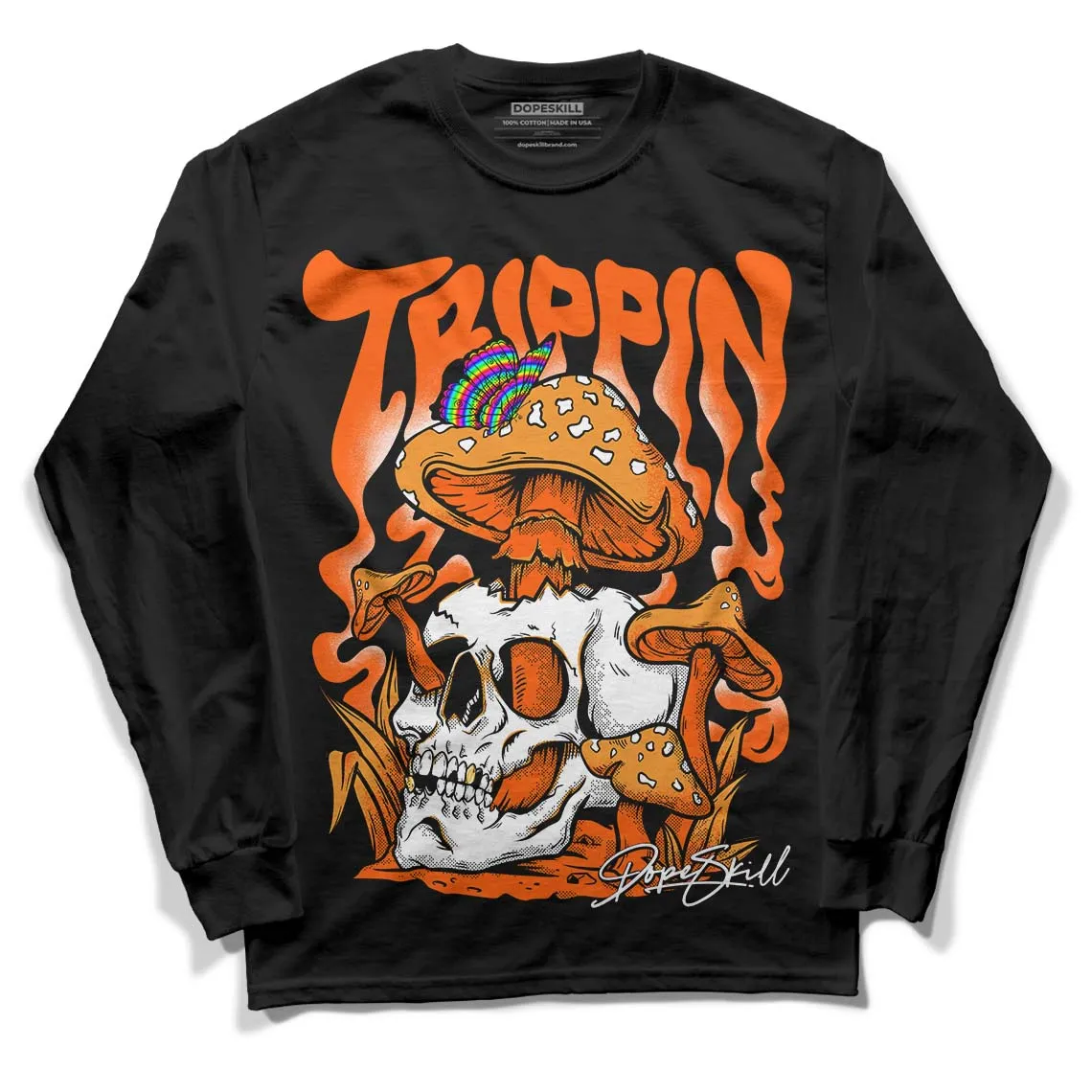 Brilliant Orange 12s DopeSkill Long Sleeve T-Shirt Trippin Graphic sold by DopeSkill