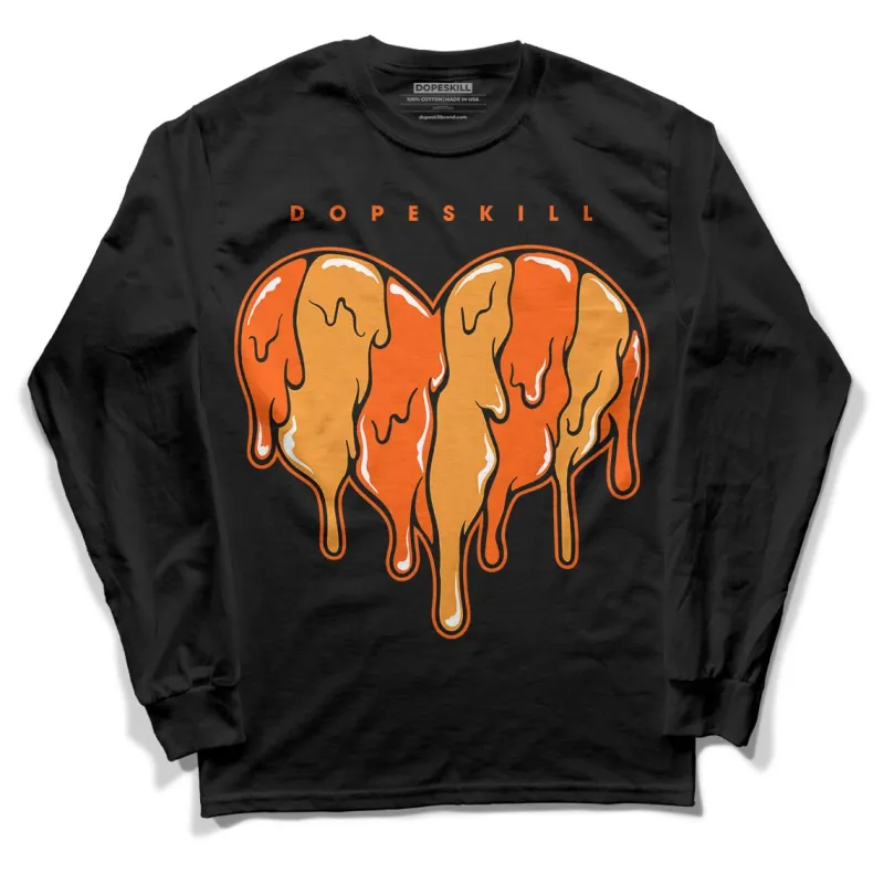 Brilliant Orange 12s DopeSkill Long Sleeve T-Shirt Slime Drip Heart Graphic sold by DopeSkill