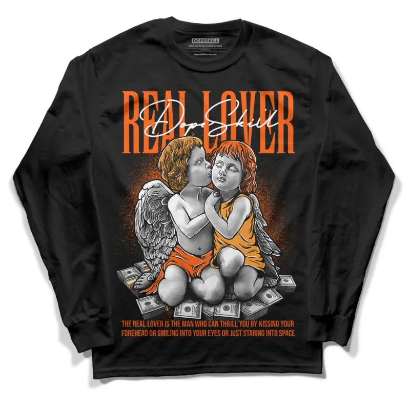 Brilliant Orange 12s DopeSkill Long Sleeve T-Shirt Real Lover Graphic sold by DopeSkill