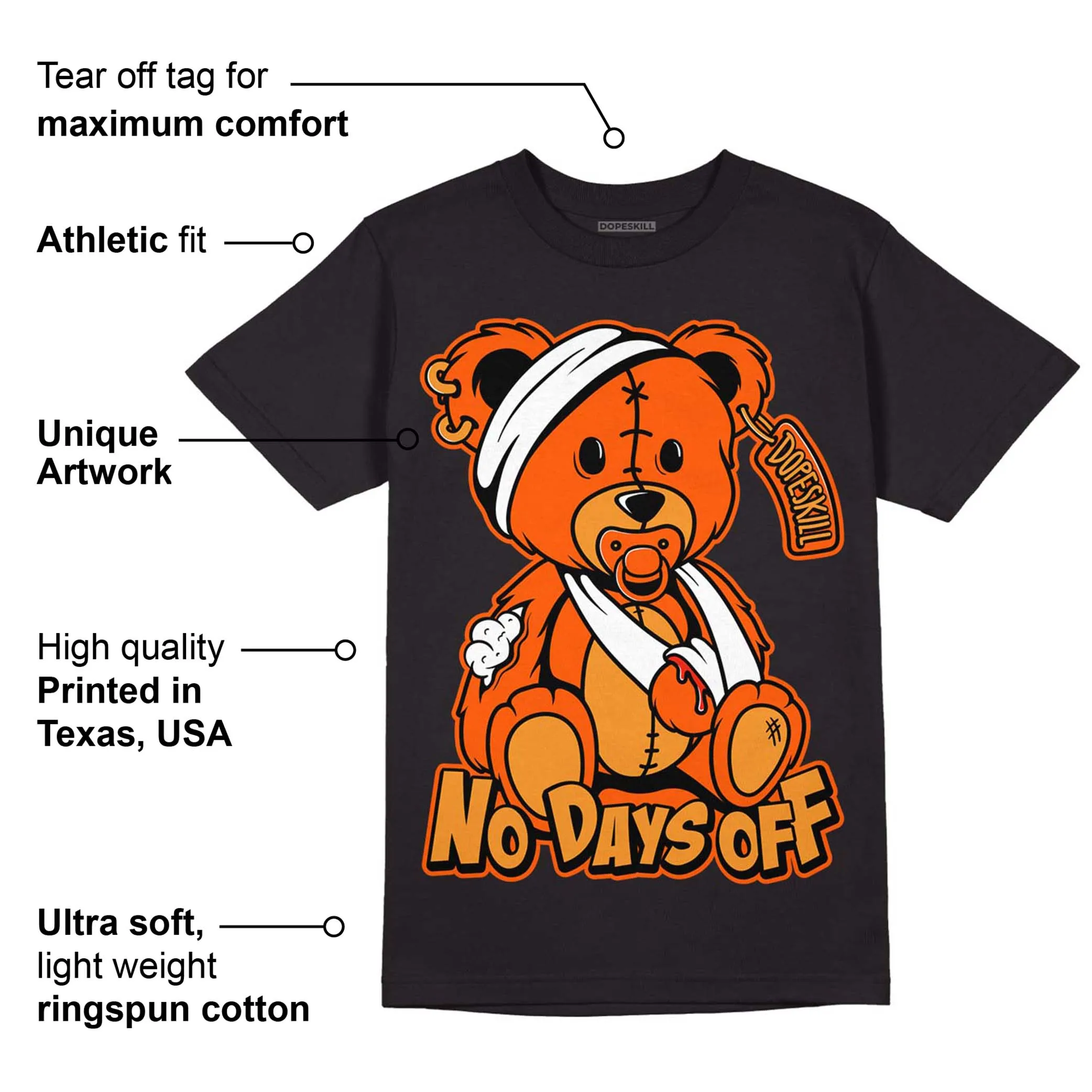 Brilliant Orange 12s DopeSkill T-Shirt Hurt Bear Graphic sold by DopeSkill product image thumbnail 3